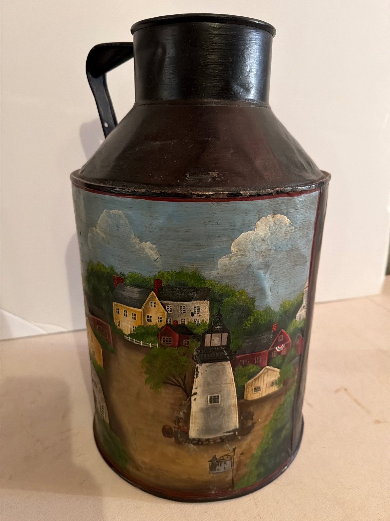 Hand-painted metal milk can  - image 4 of 6