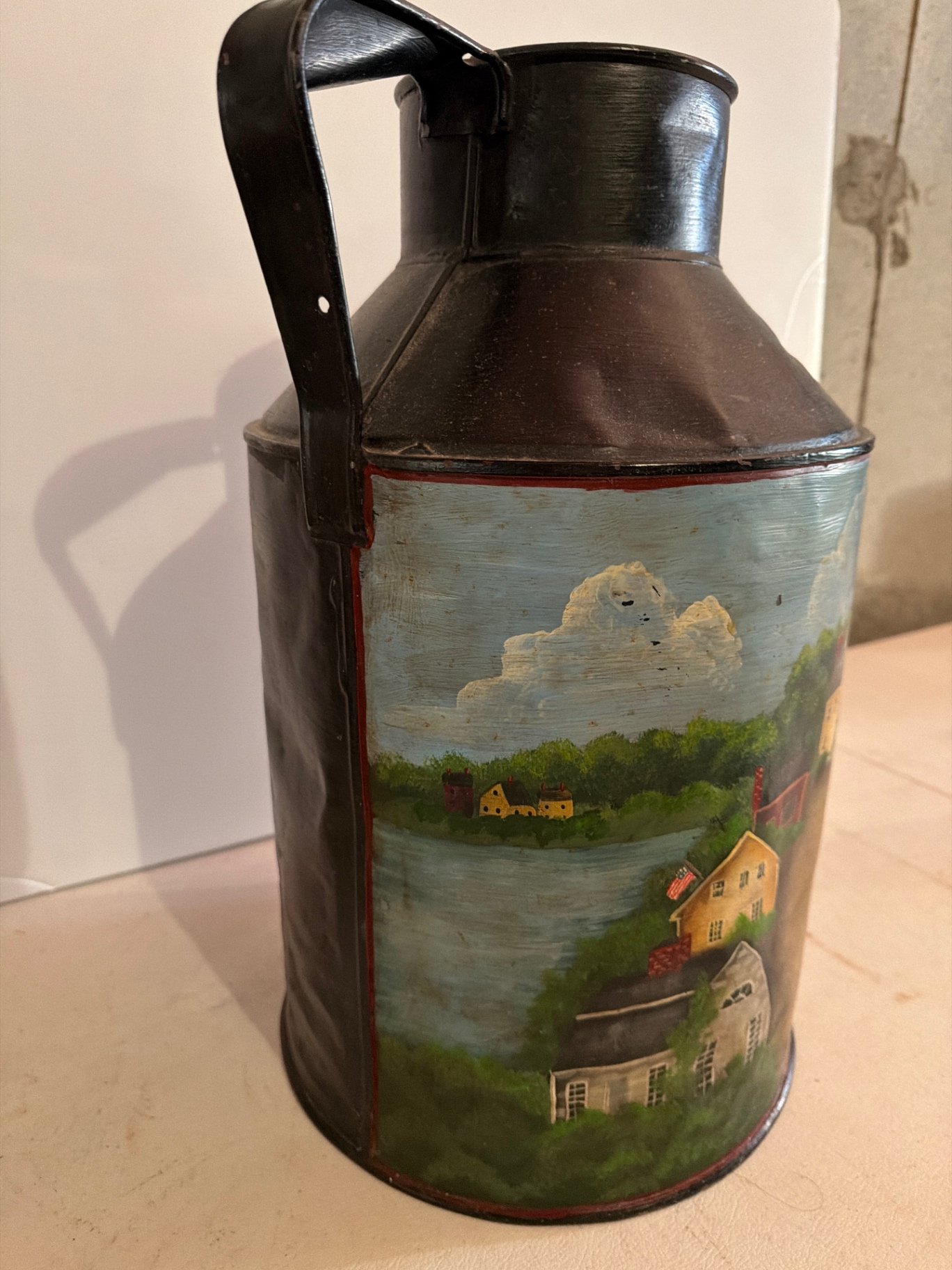 Hand-painted metal milk can  - image 5 of 6
