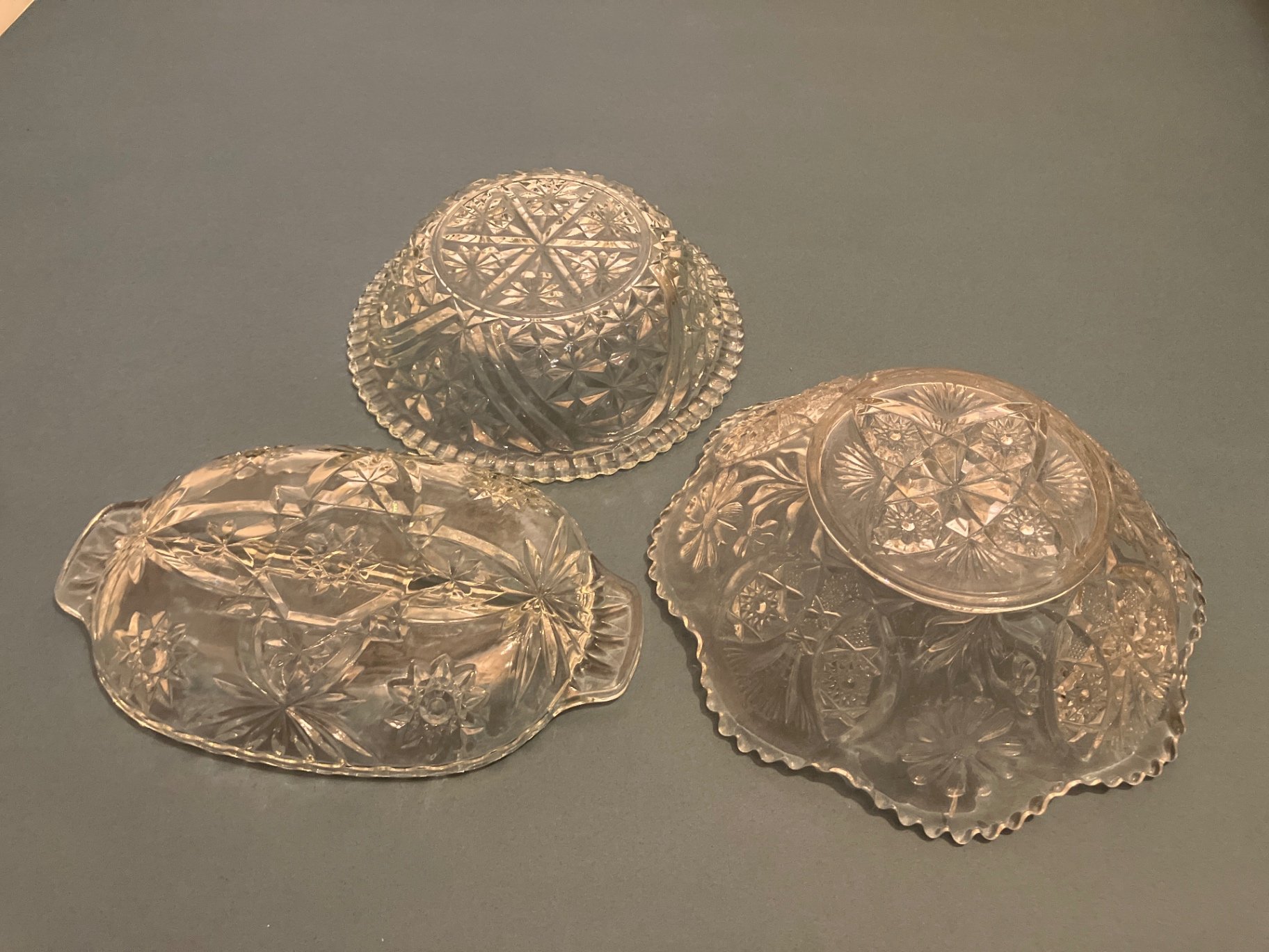 Clear etched glassware set with plates, bowls, lids, and cups - image 6 of 8