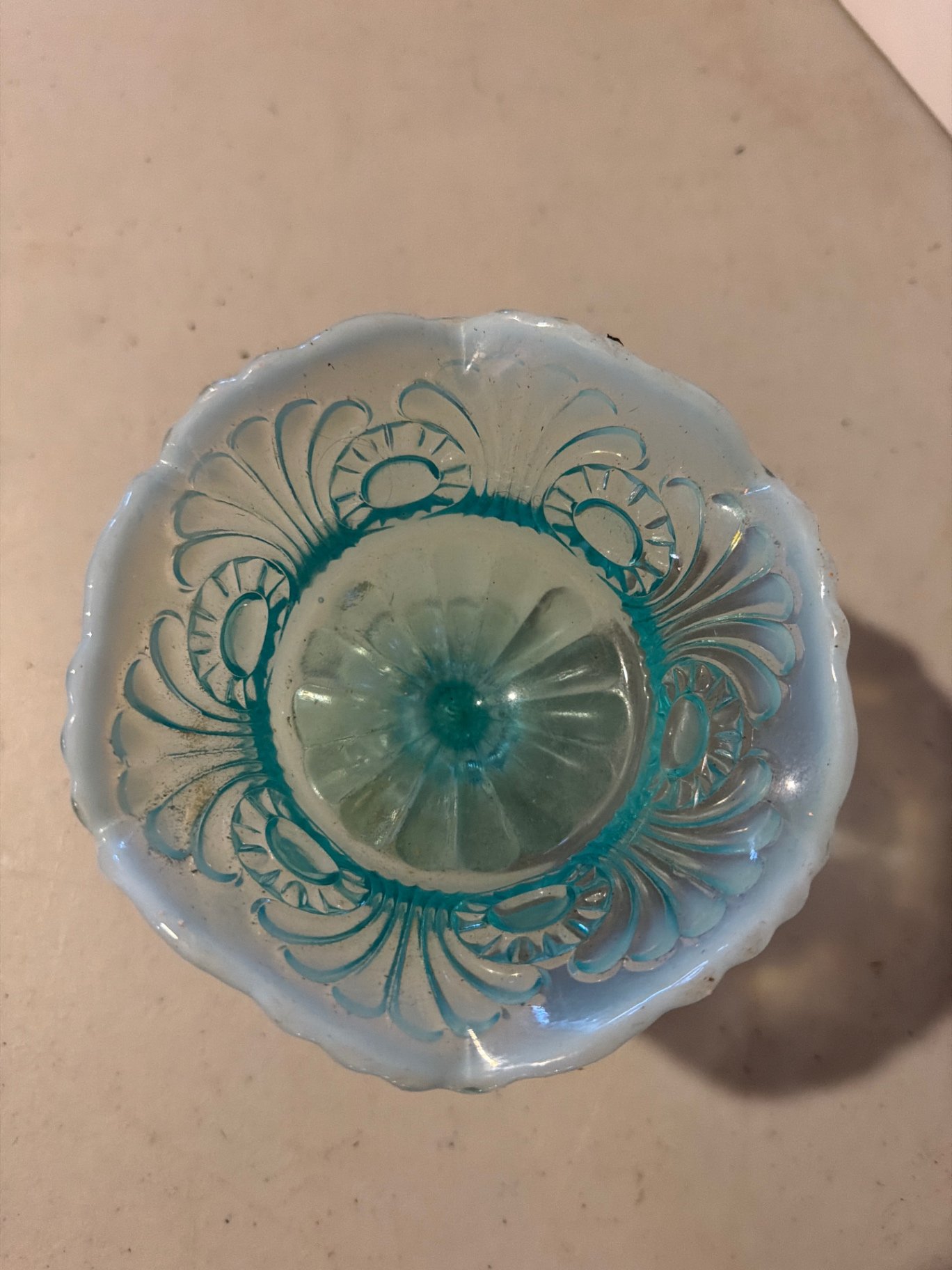 Blue glass pedestal compote and spice cruet set - image 3 of 11