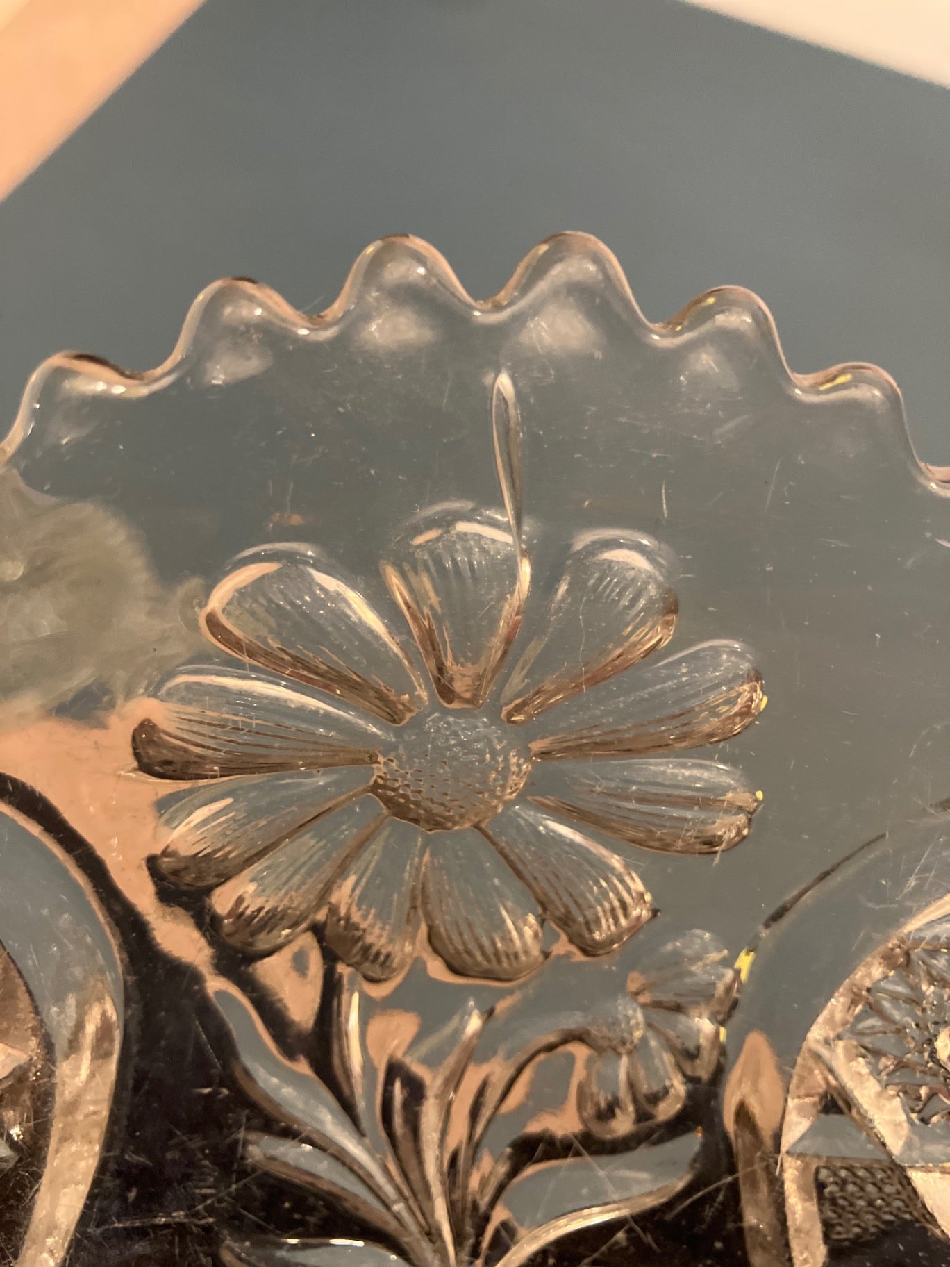 Clear etched glassware set with plates, bowls, lids, and cups - image 7 of 8