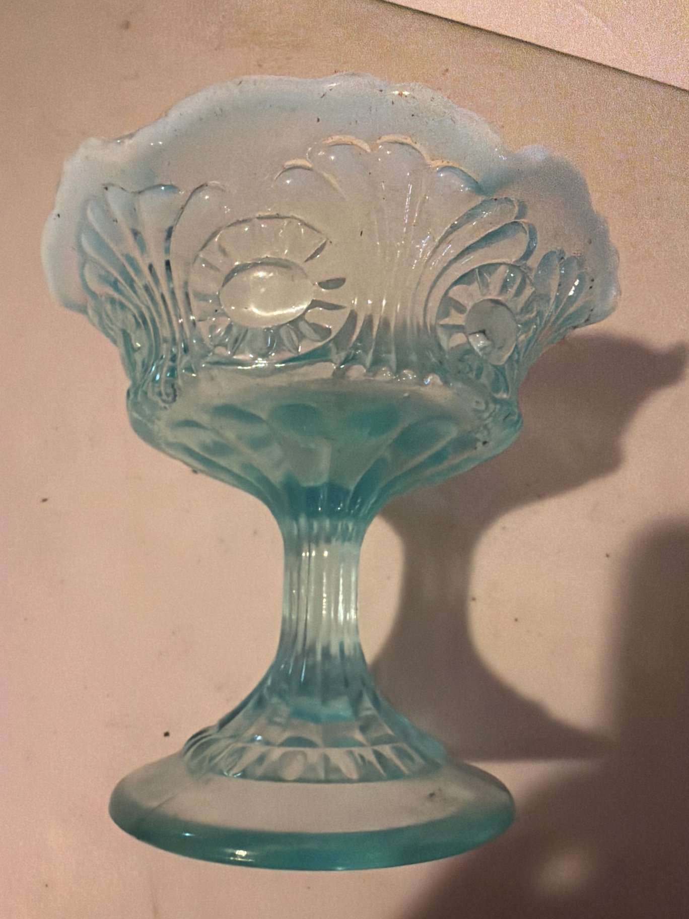 Blue glass pedestal compote and spice cruet set - image 5 of 11