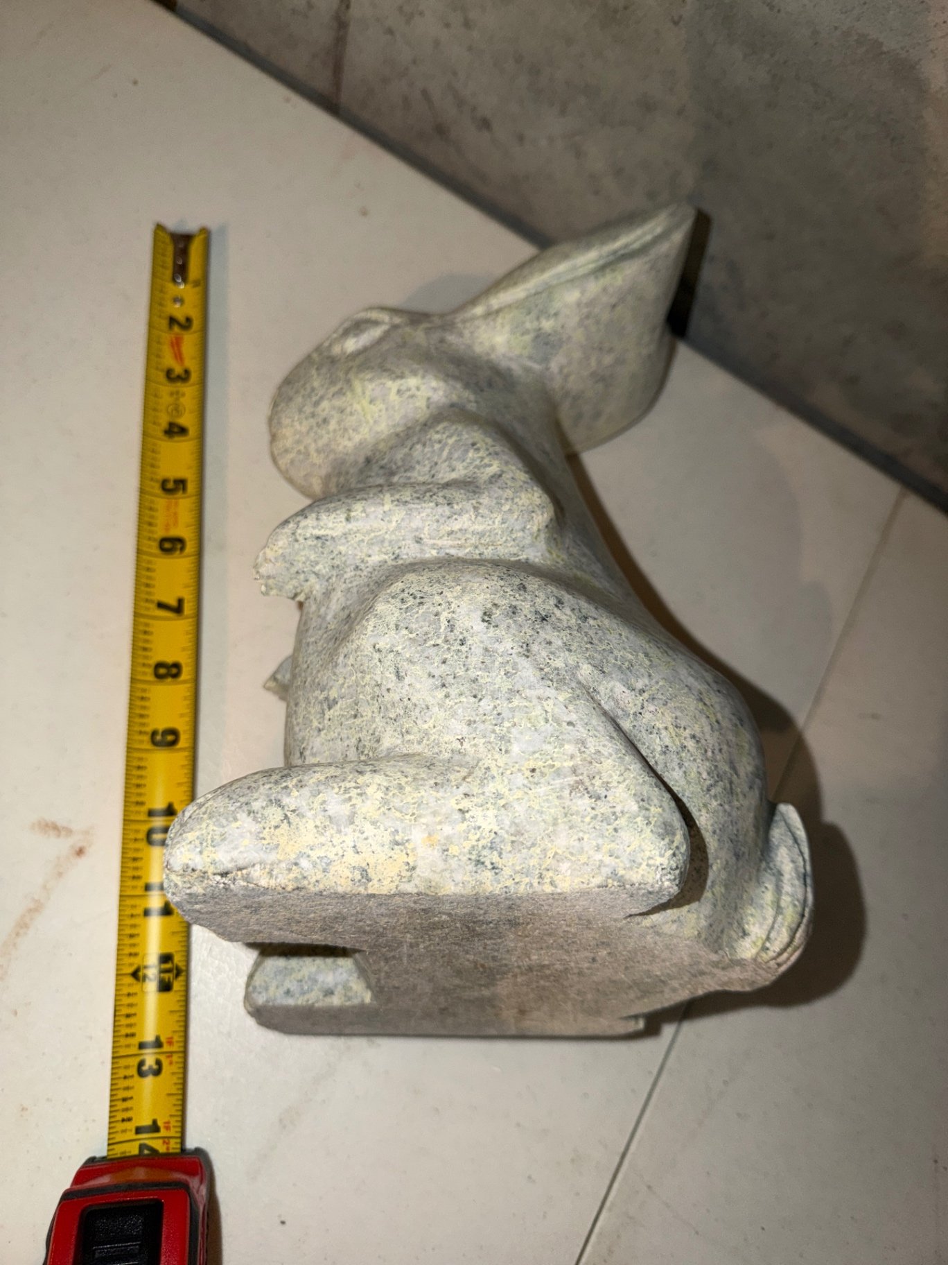 Decorative stone pedestal, blue ceramic globe, rabbit statue - image 6 of 10