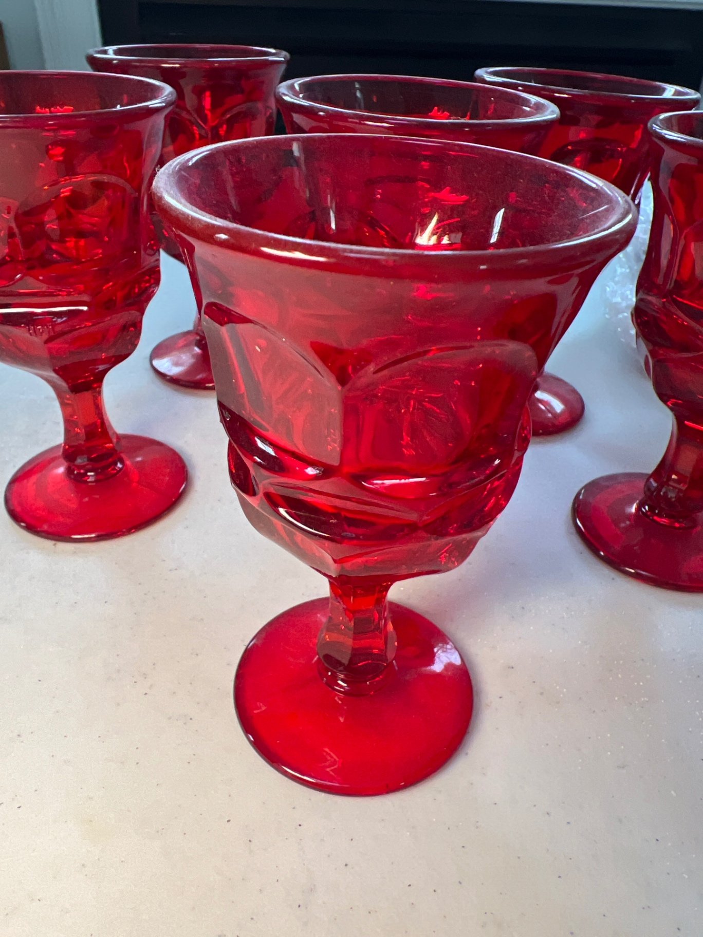 Red Glass Goblets and Plates Set - image 6 of 7