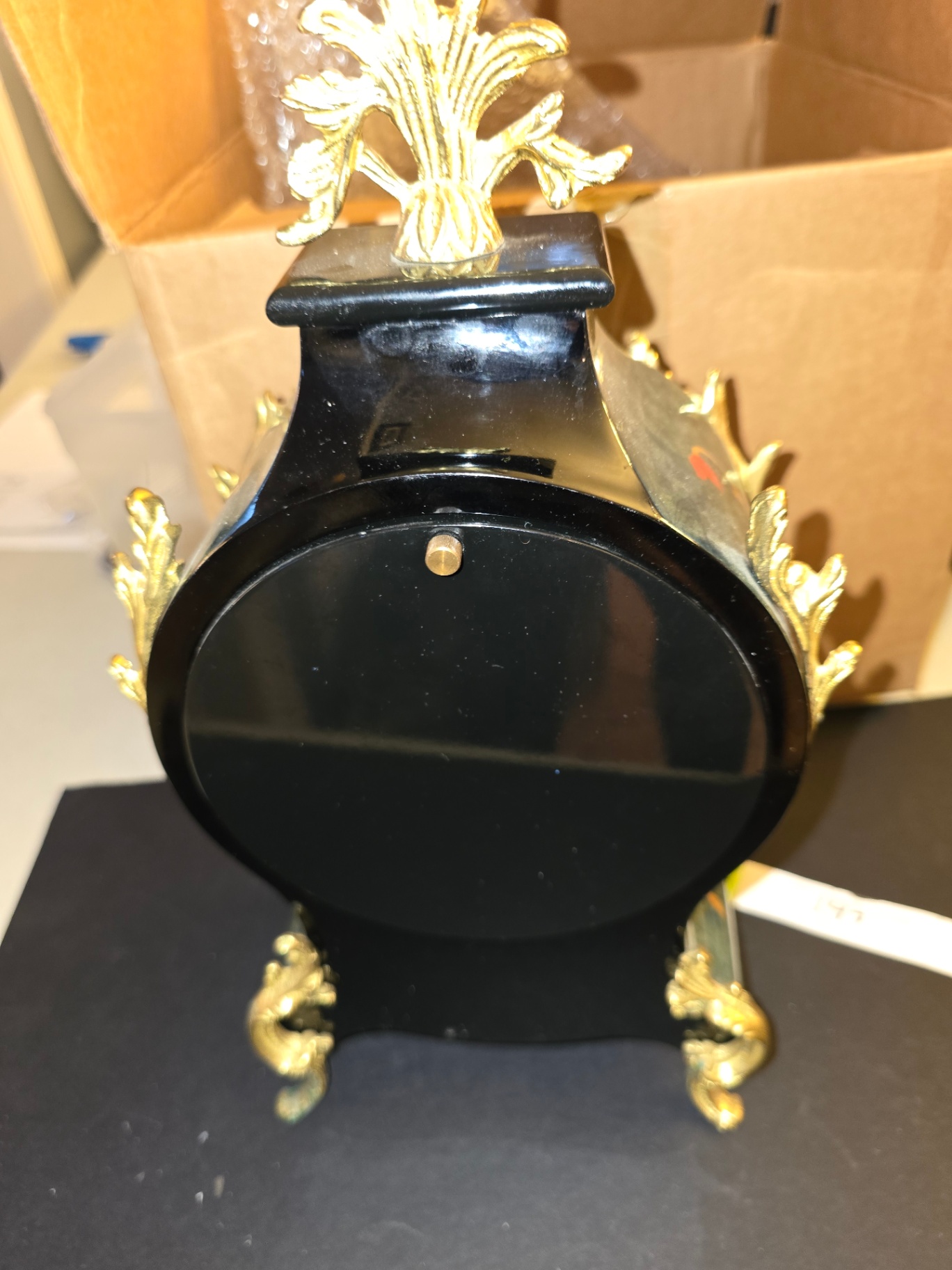 Ornate green and gold mantel clock - image 6 of 11