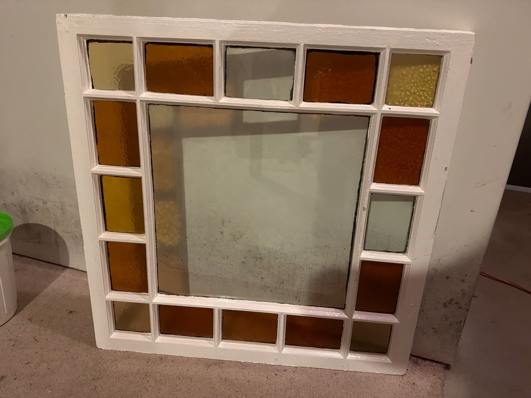 White framed stained-glass window - image 3 of 4