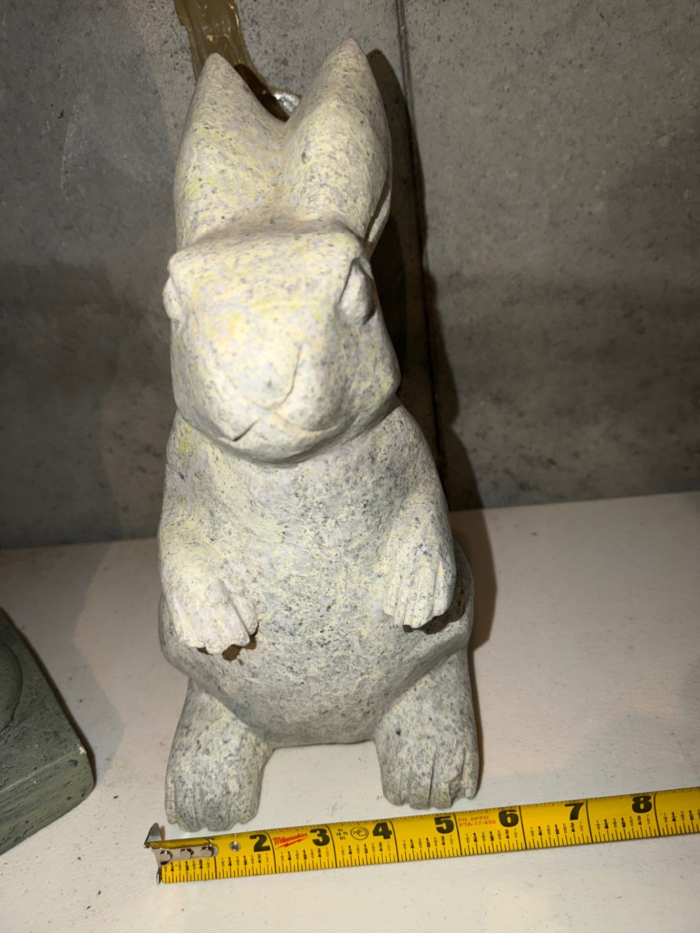 Decorative stone pedestal, blue ceramic globe, rabbit statue - image 7 of 10