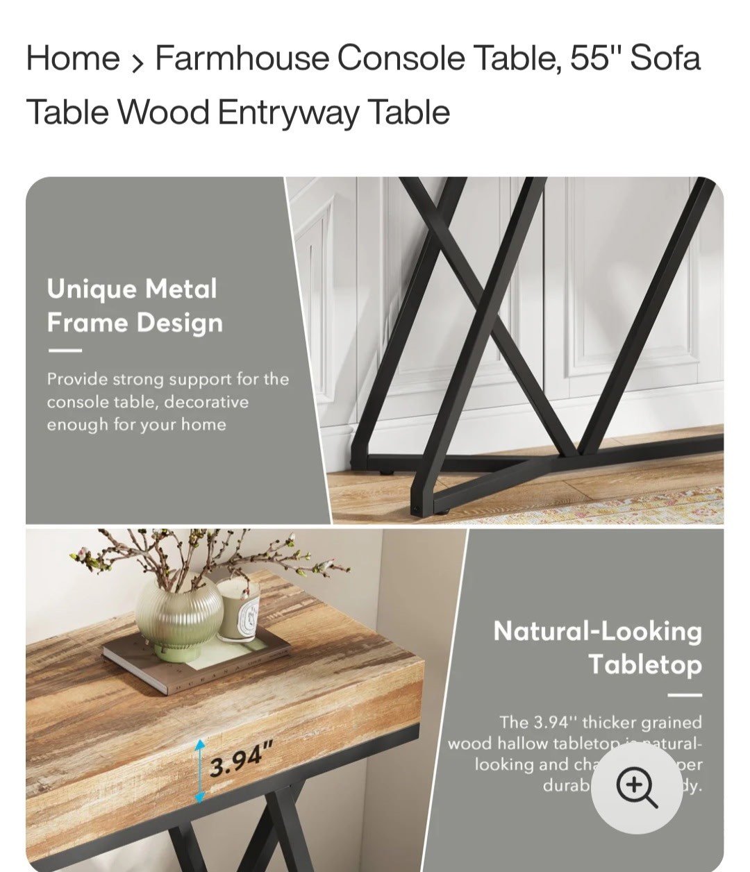 Wood and metal console table - image 8 of 8