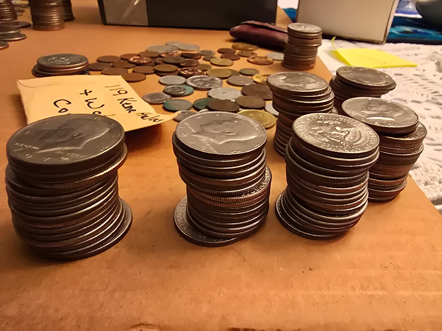 Assorted world coins and Kennedy half-dollars - image 4 of 9