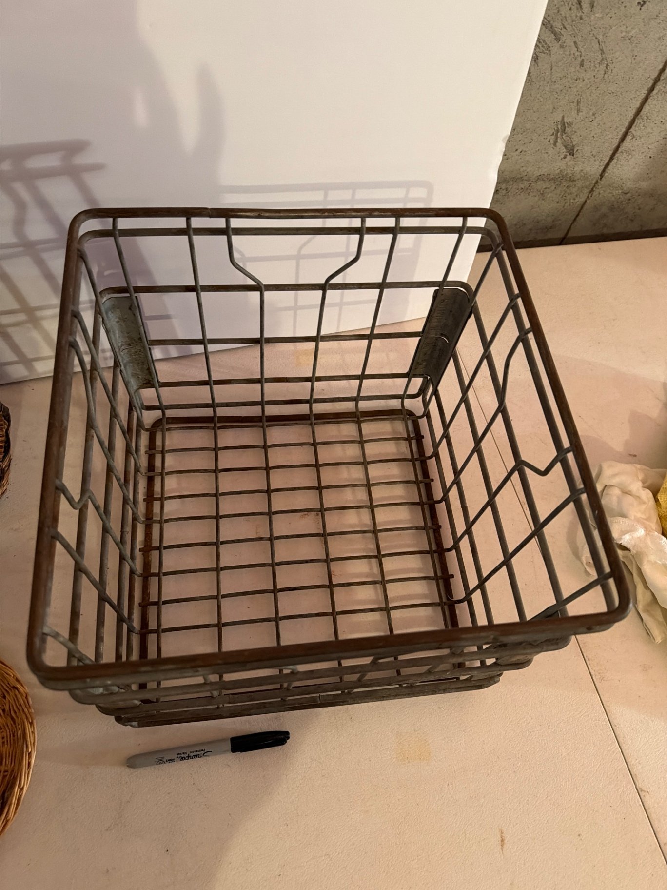 Assorted baskets and metal storage crate - image 4 of 5