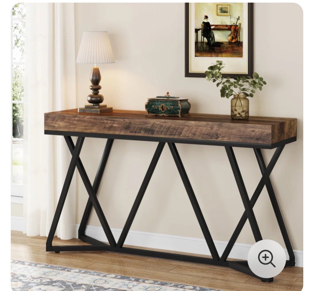 Wood and metal console table - image 1 of 8