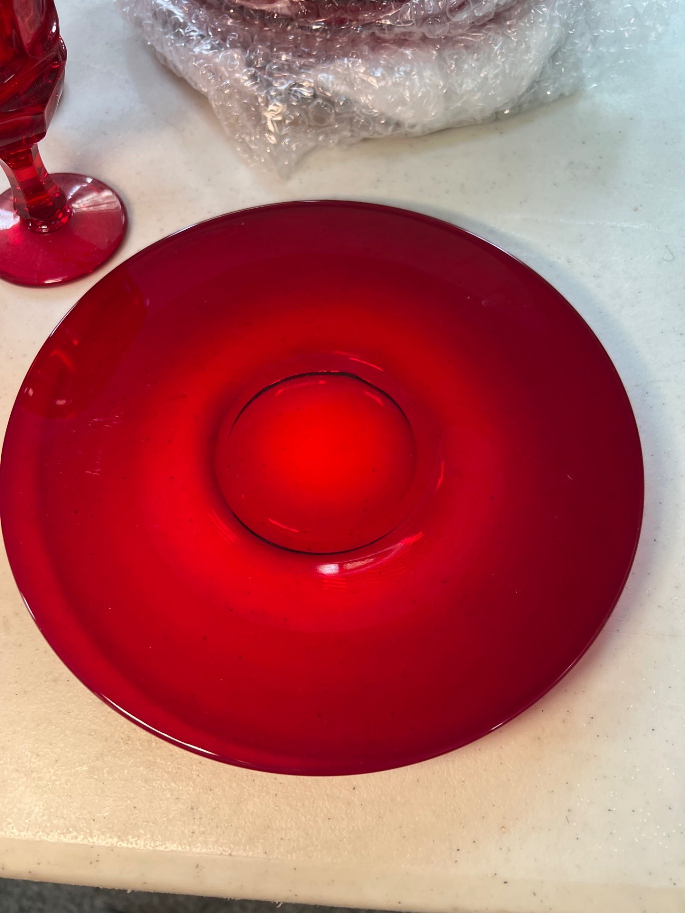 Red Glass Goblets and Plates Set - image 4 of 7