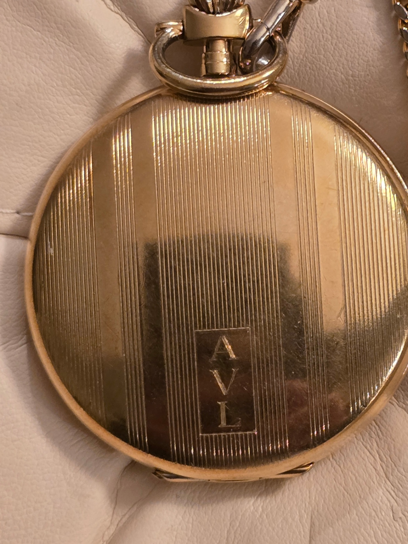 Monogramed Tissot pocket watch with chain in presentation box and manuals - image 6 of 10