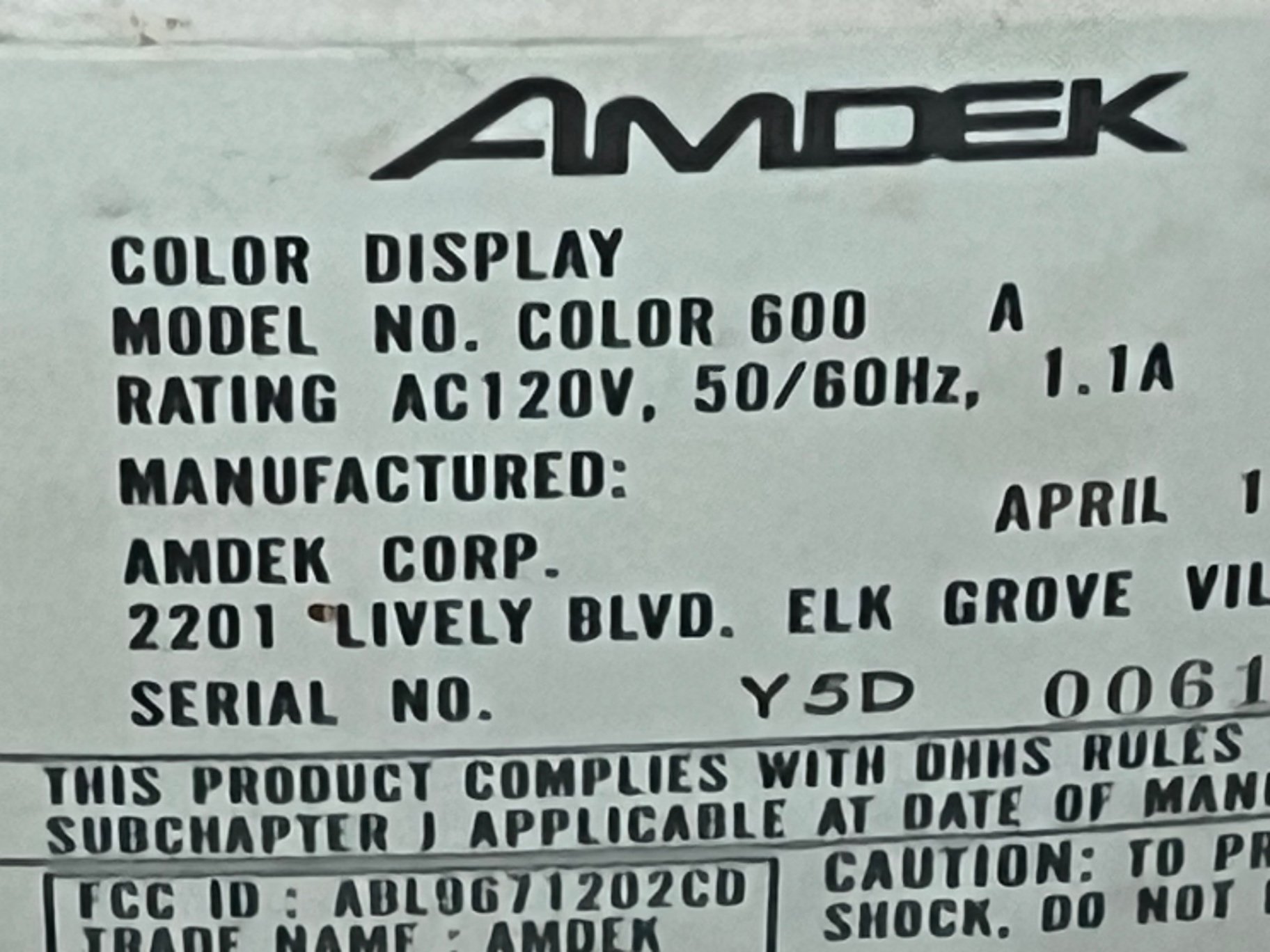 Amdek Color Display Monitor (Model 600A) with 3.5-inch Microsoft Word Floppy Disks - image 3 of 11