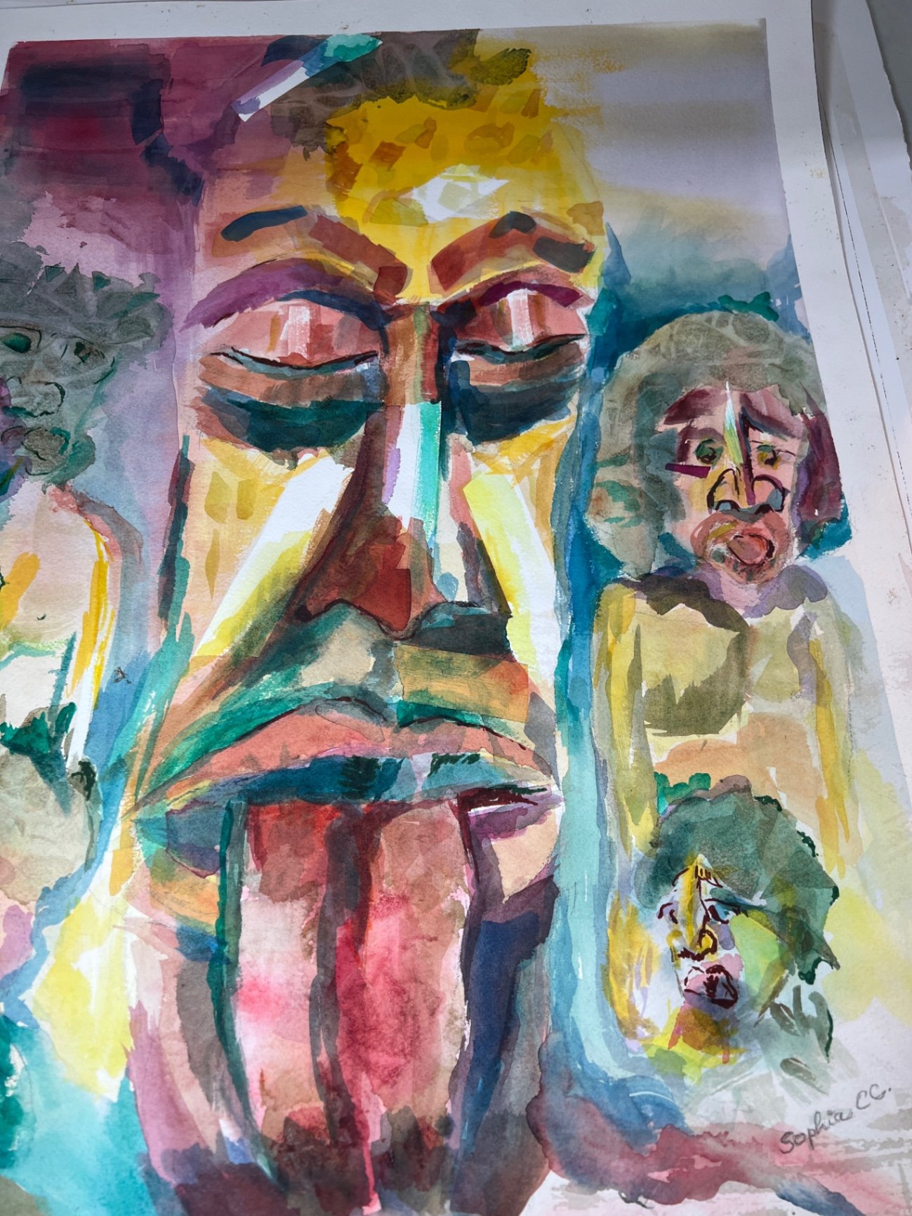 Abstract Watercolor Portrait with Signature - image 3 of 6