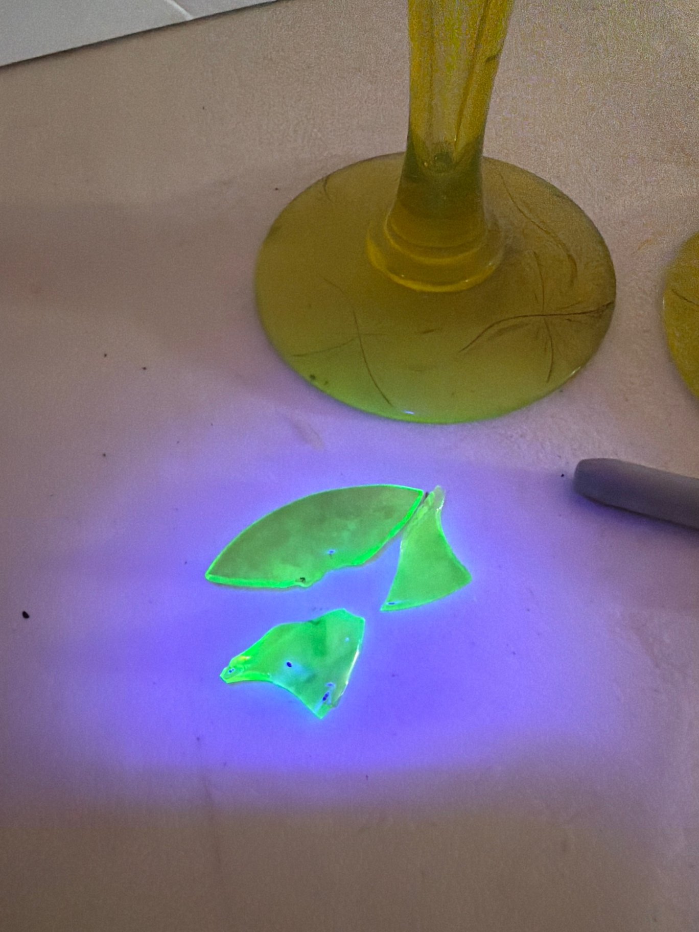 Two Uranium etched glass candle holders  - image 5 of 5