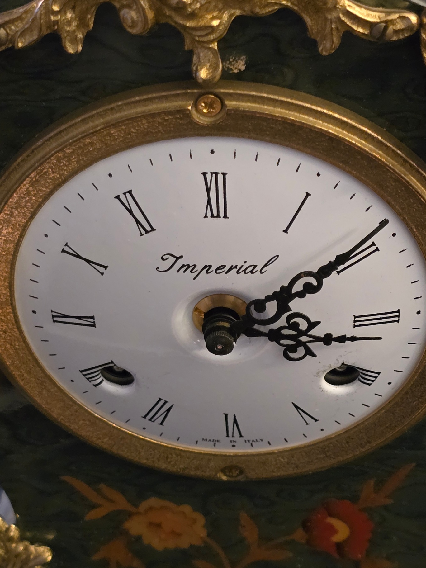 Ornate green and gold mantel clock - image 11 of 11