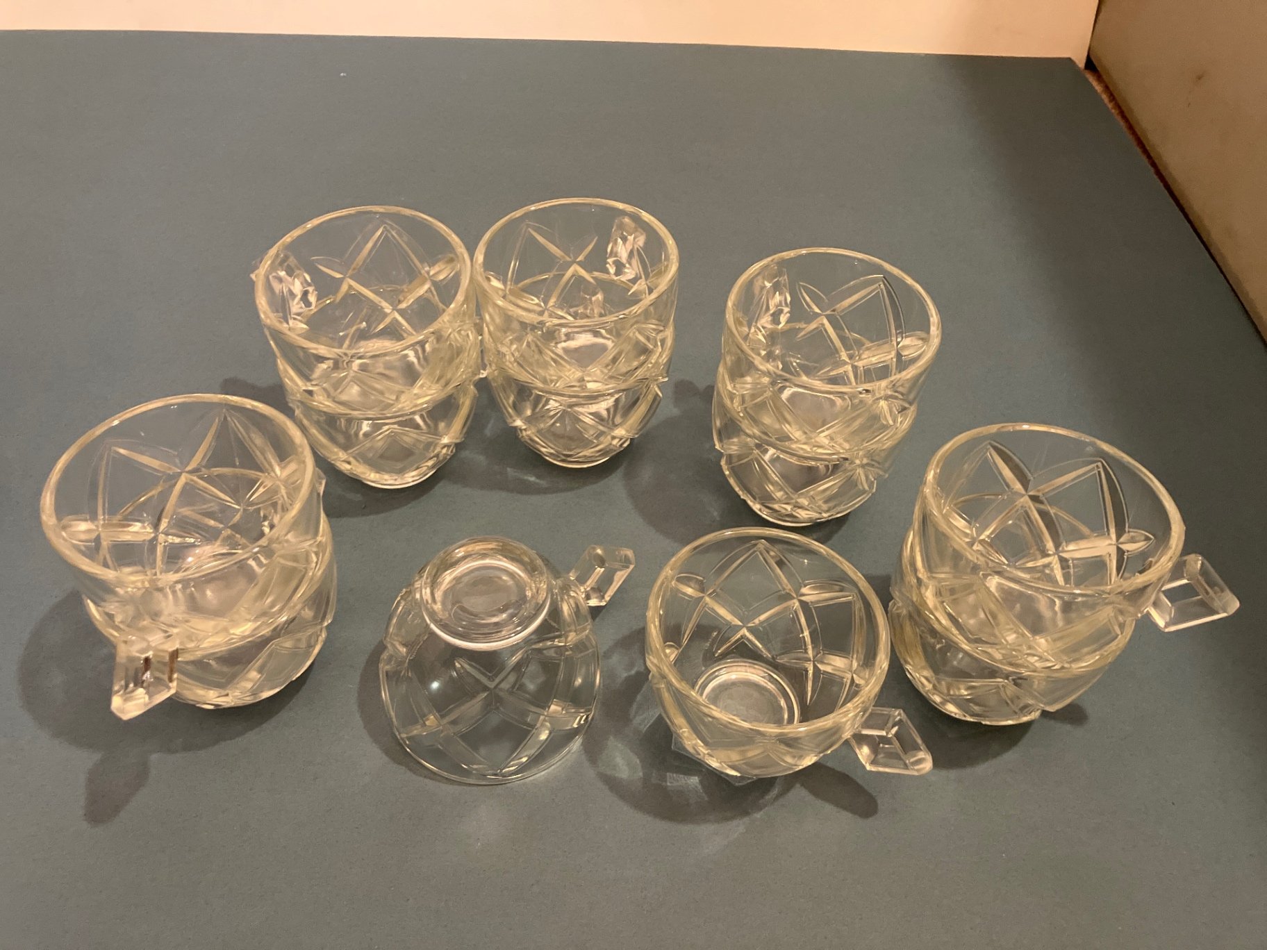 Clear etched glassware set with plates, bowls, lids, and cups - image 3 of 8