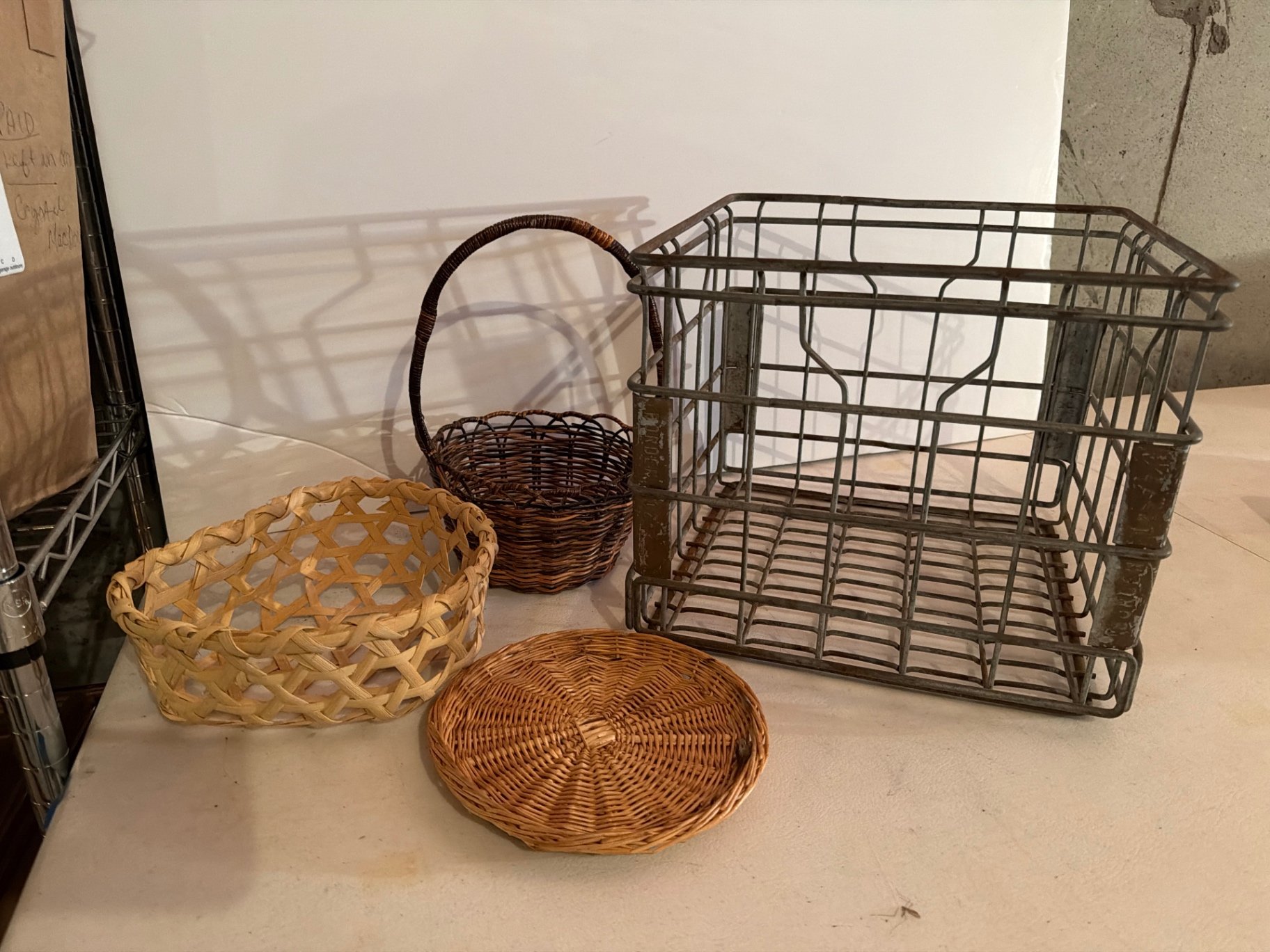 Assorted baskets and metal storage crate - image 1 of 5