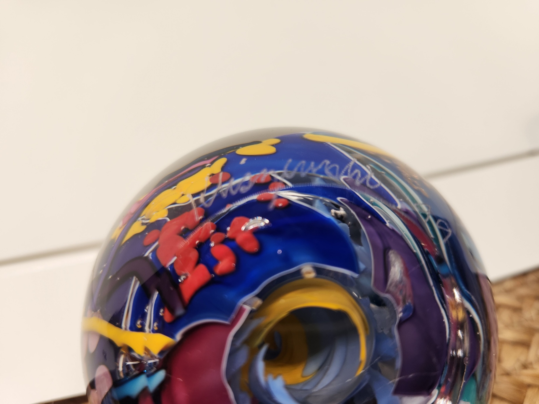 Signed Kliszewski (Bob Klis) Art Glass Paperweight 1999 – 3” Abstract Multicolor Studio Glass Orb - image 2 of 5