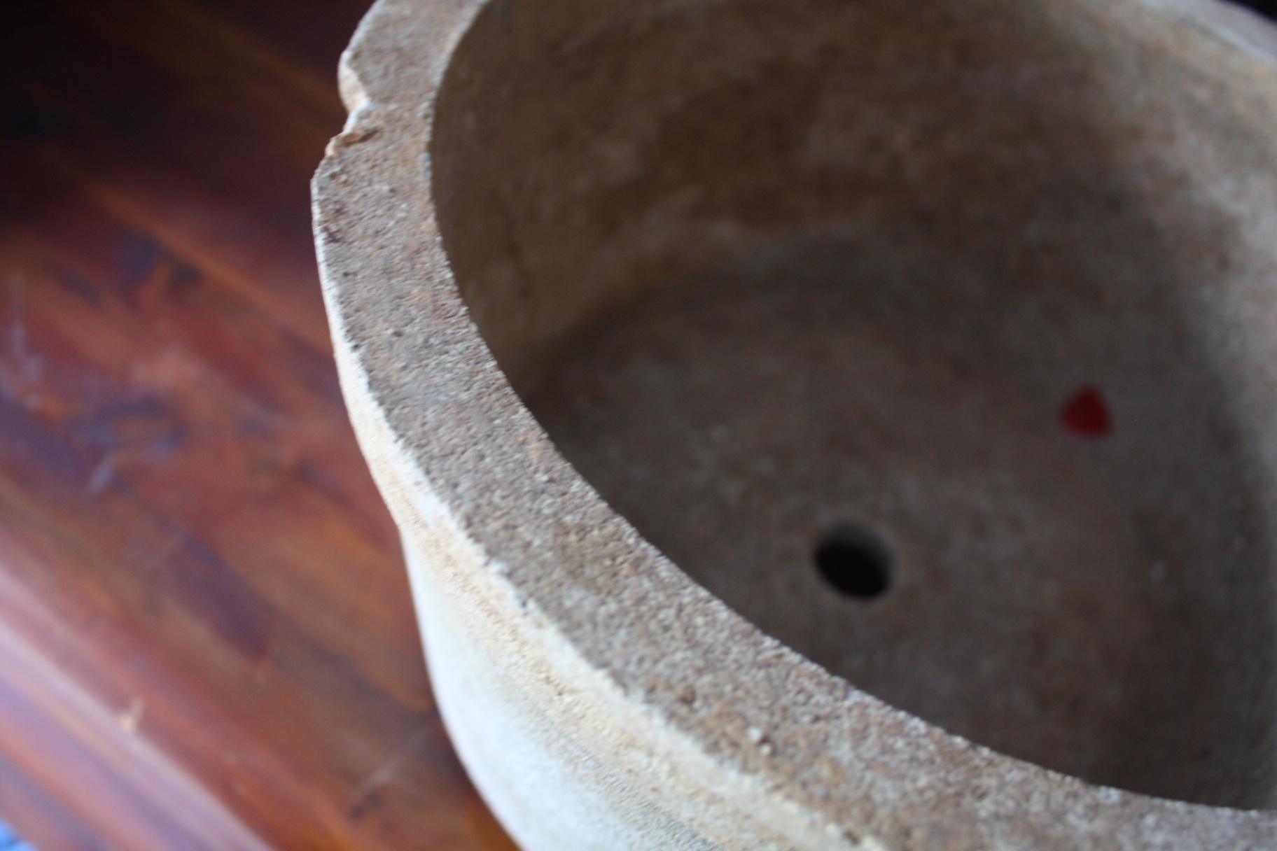 Weathered Cast Cement Stone Planters — Square Cube Planter + Round Tapered Planter Pot (Lot of 2) - image 4 of 5