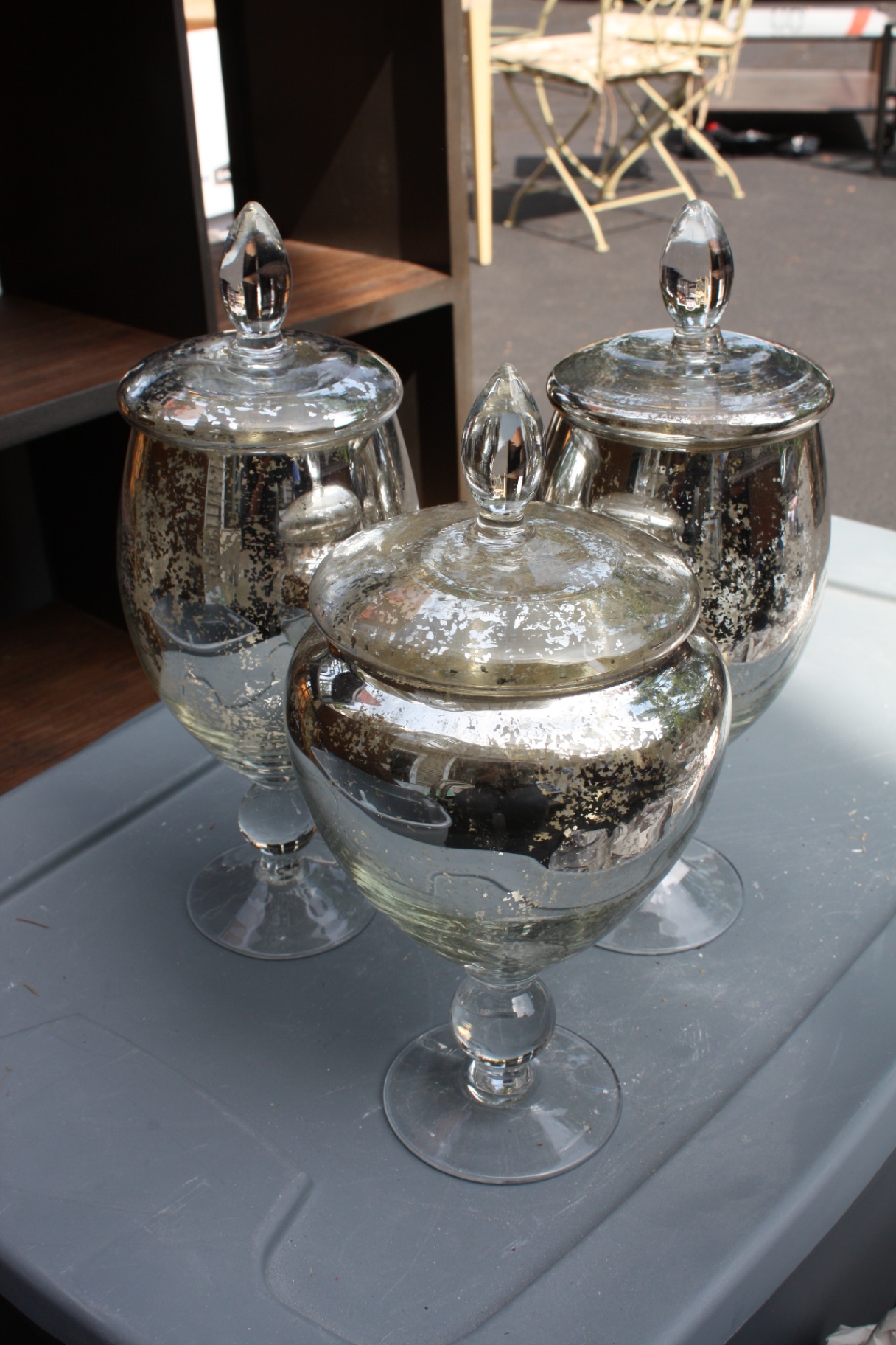 Silvered Mercury Glass Jars 3 Piece Set - image 3 of 4