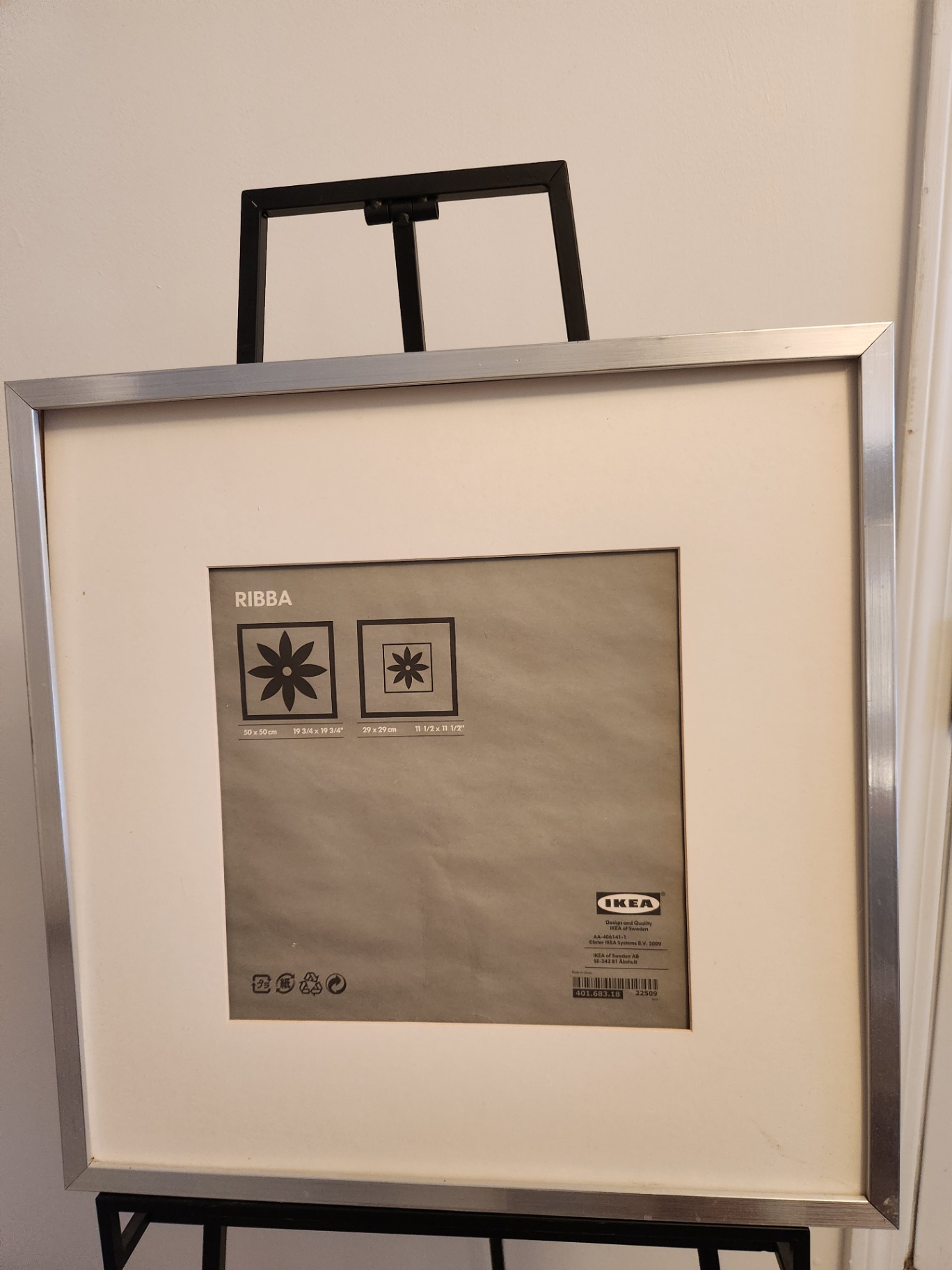 New IKEA RIBBA 50x50 cm (19 3/4”) Brushed Silver Aluminum Frame with Mat – Model 401.683.18 - image 1 of 3