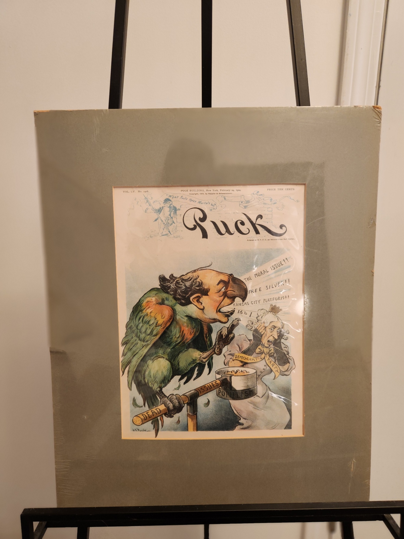Matched Pair of Original Puck Magazine Political Satire Prints – “Stand-Pat Policy /Protection” & “Free Silver/The Moral Issue” – c. 1890s - image 2 of 9