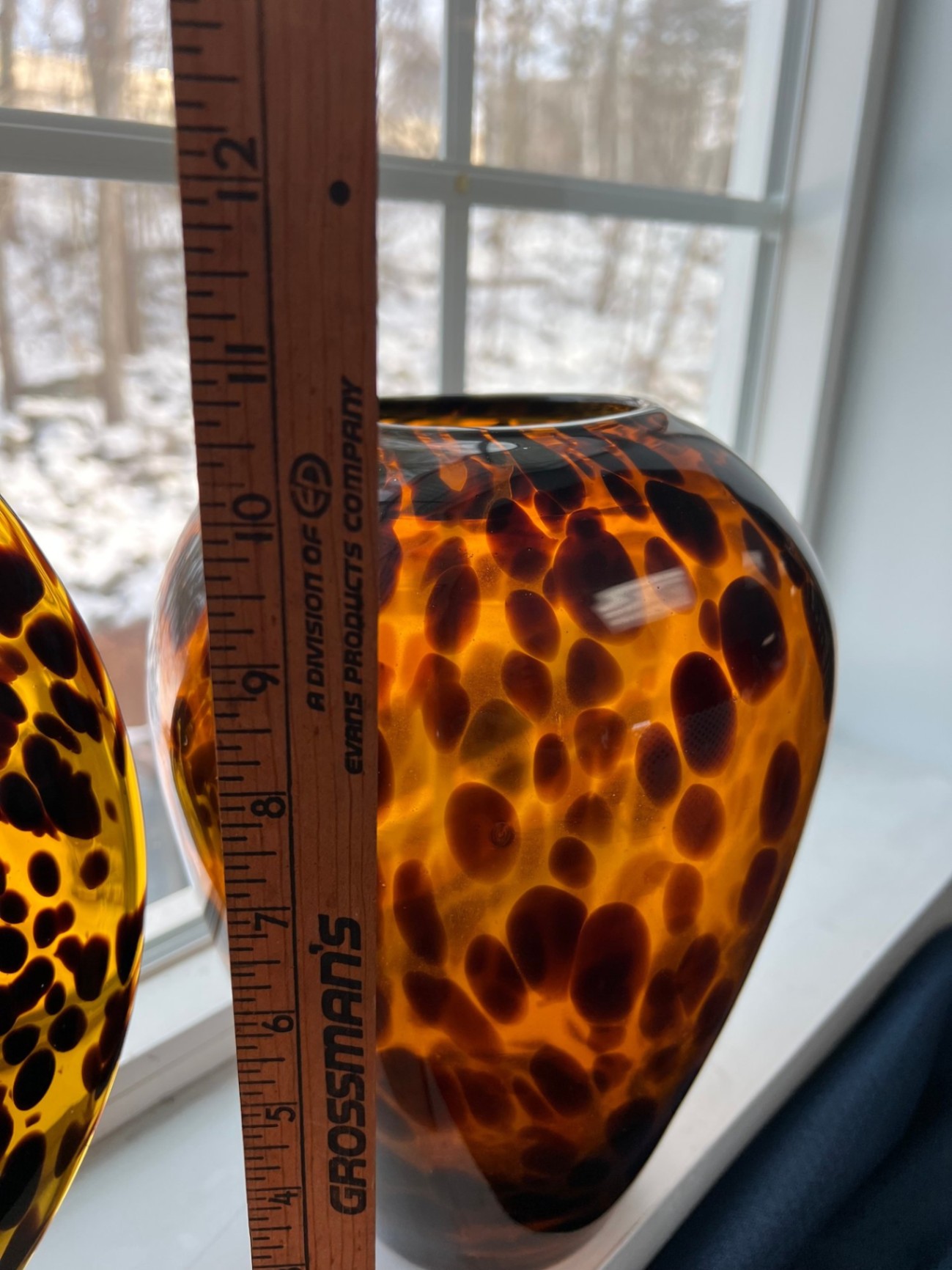 Amber Tortoiseshell Glass Decorative Lot – Large Art Glass Bowl, Molded Vase & Candlestick – 3 Pieces - image 3 of 8