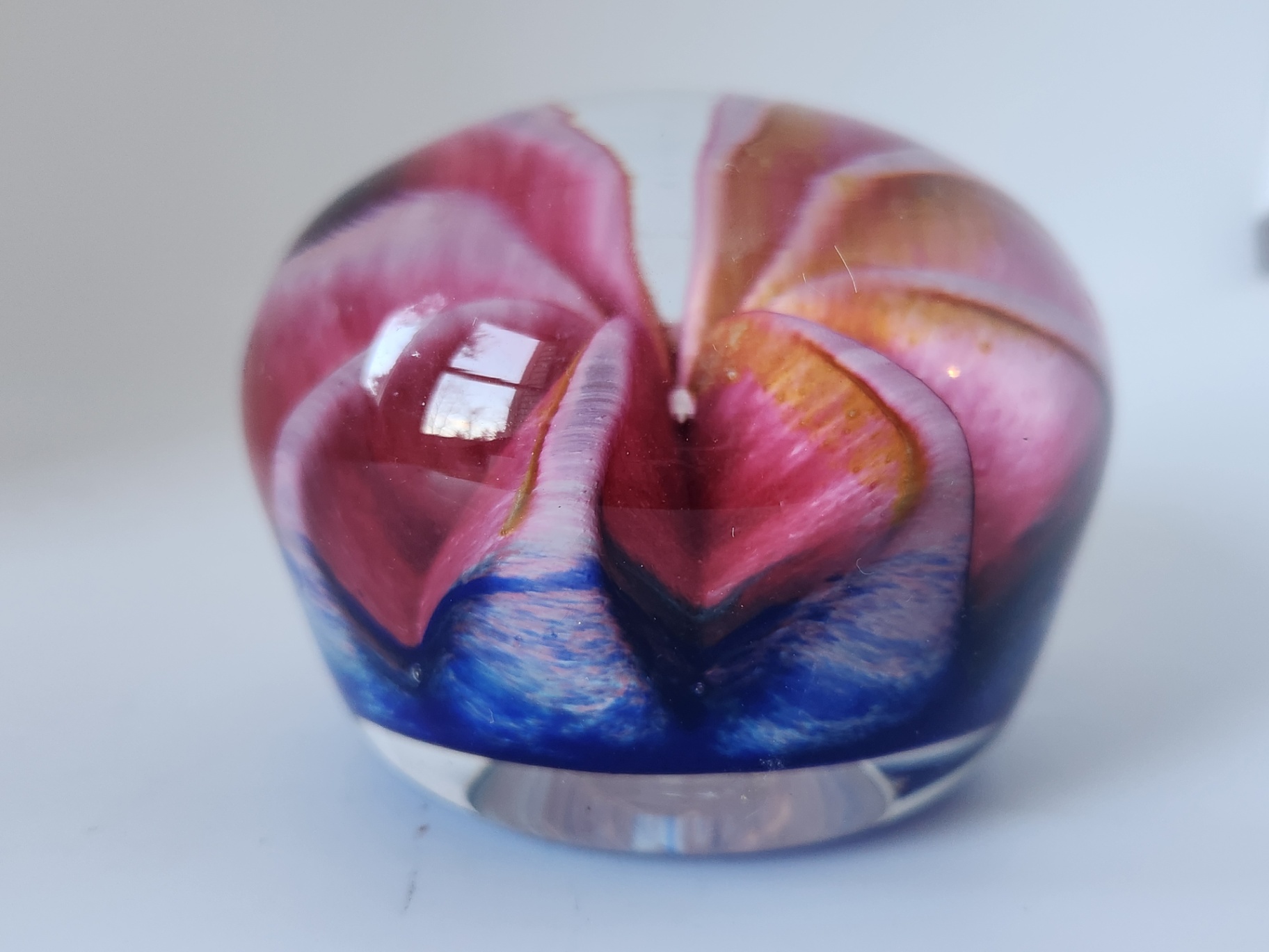 Epiphany Studio April Wagner Art Glass Pink Ruby Fruit Paperweight, signed and dated 2003 - image 5 of 7