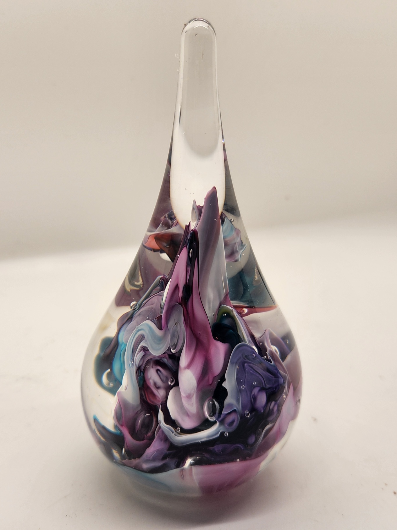 Signed Robert Eickholt Abstract Swirl Art Glass Teardrop Paperweight (1993) - image 6 of 6