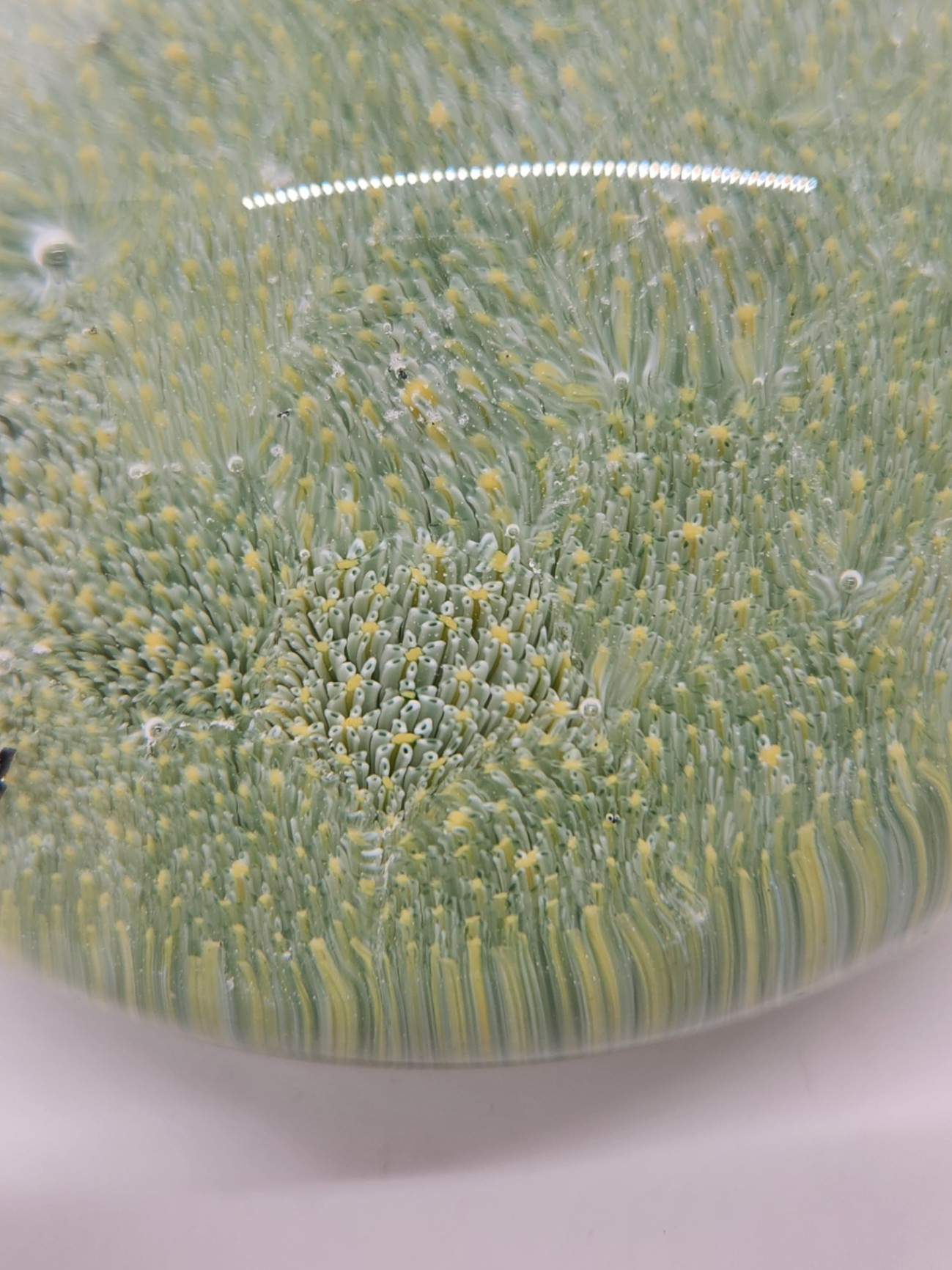 Vintage Vetri MURANO Barovier & Toso Glass Millefiori Art Glass Paperweight Green Yellow Micro Flowers - image 5 of 9