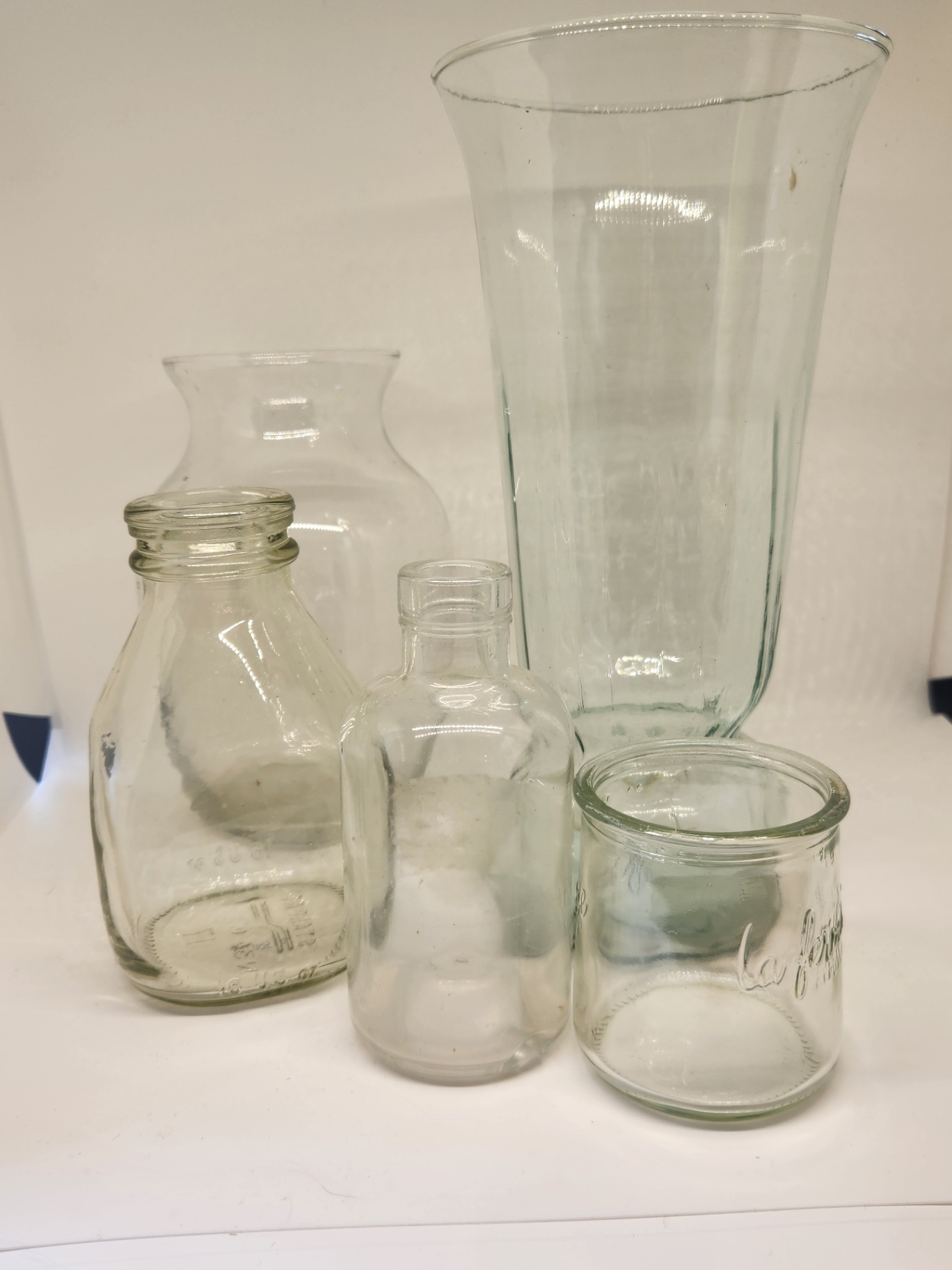 Glass Vase & Bottle Décor Lot + Copper Basket  - image 3 of 9