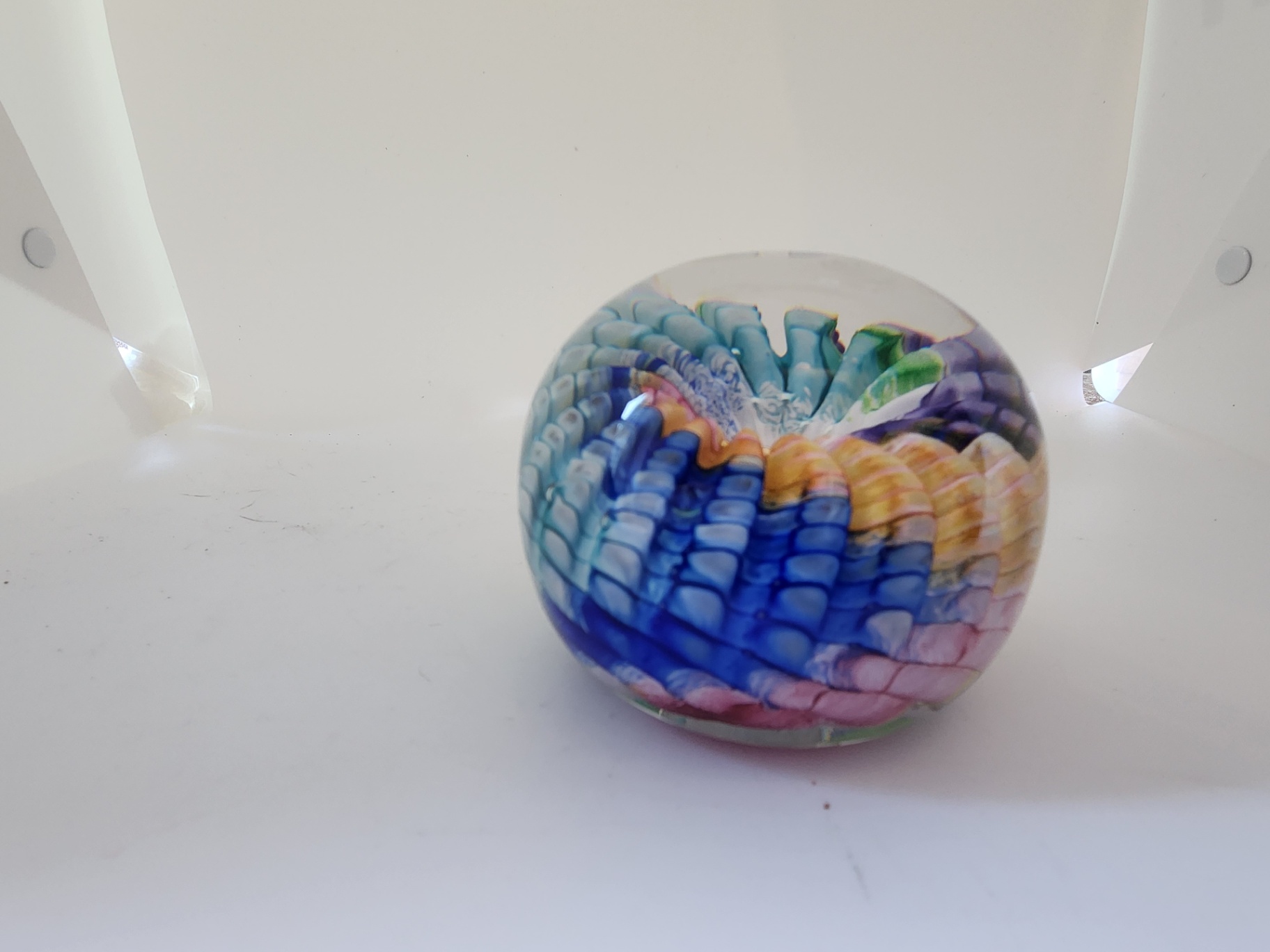 Epiphany Studio April Wagner Art Glass Signed “Rainbow Spiral Vortex” 2003 Paperweight – Signed – Hand Blown Studio Art Glass - image 3 of 6