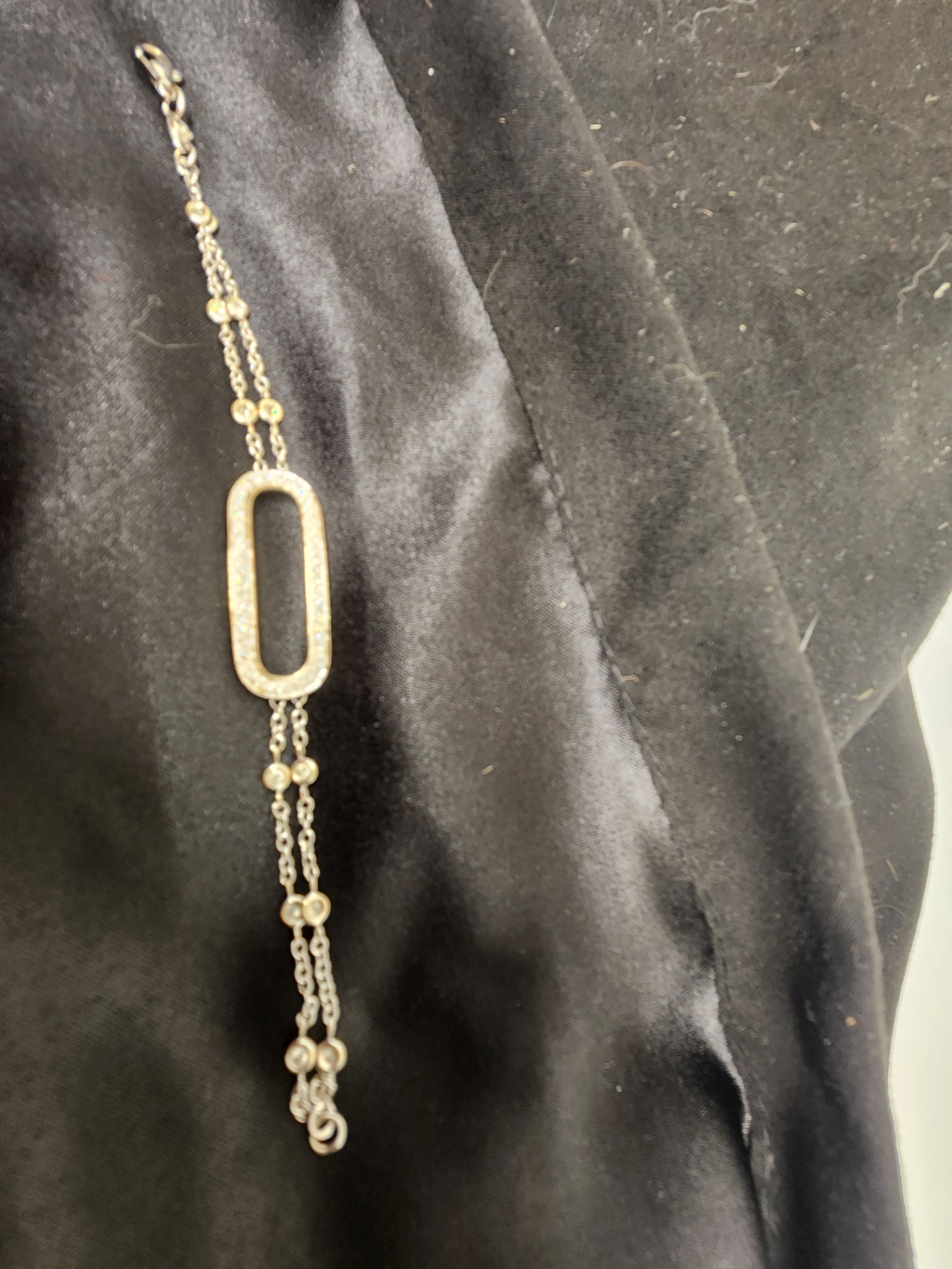 Vintage 18k White Gold Diamond Bracelet with Stylized "C" Hallmark - image 4 of 14
