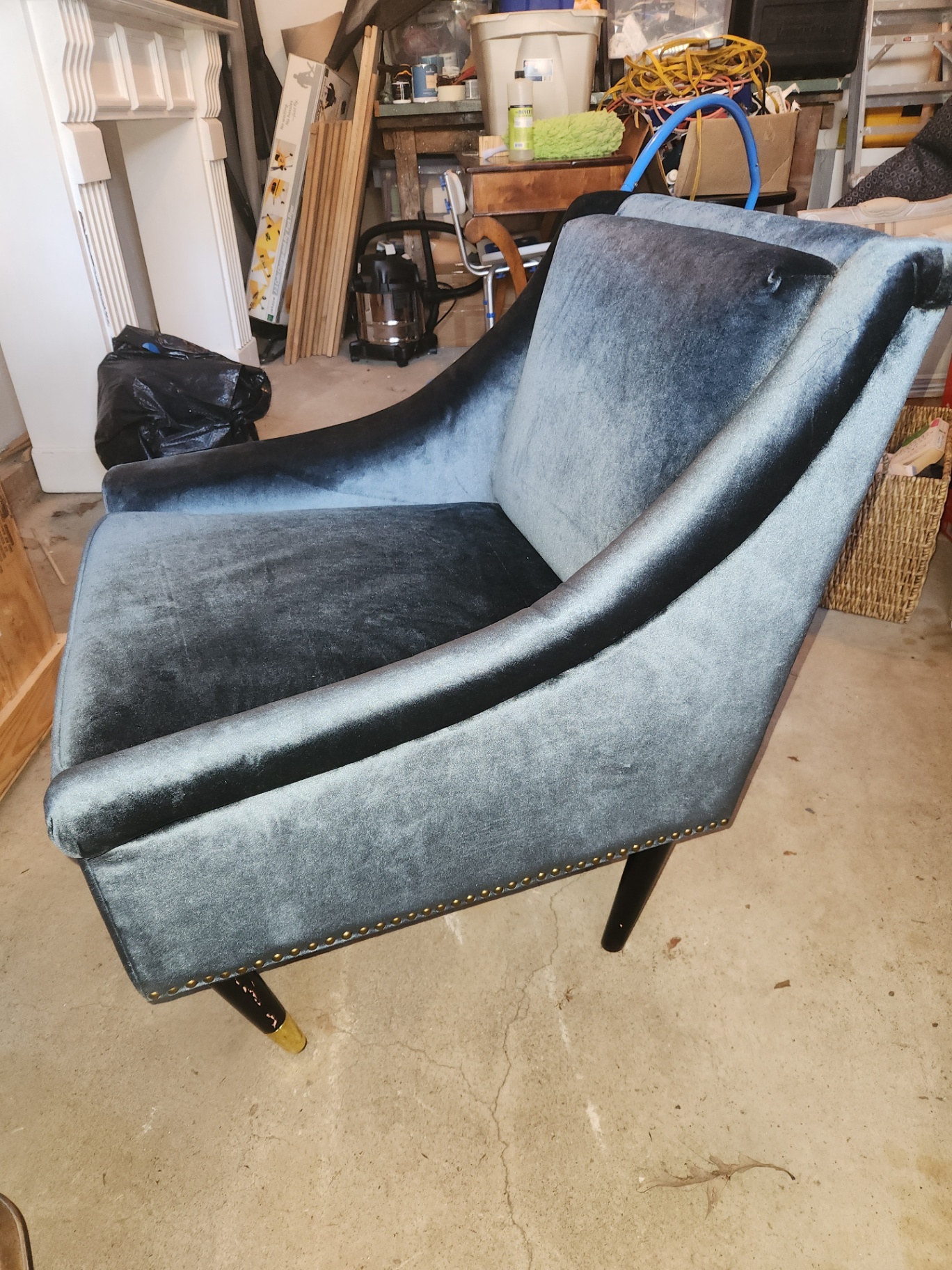 New Abbyson Deep Blue Velvet with Nailhead Trim Accent Chair - image 5 of 7
