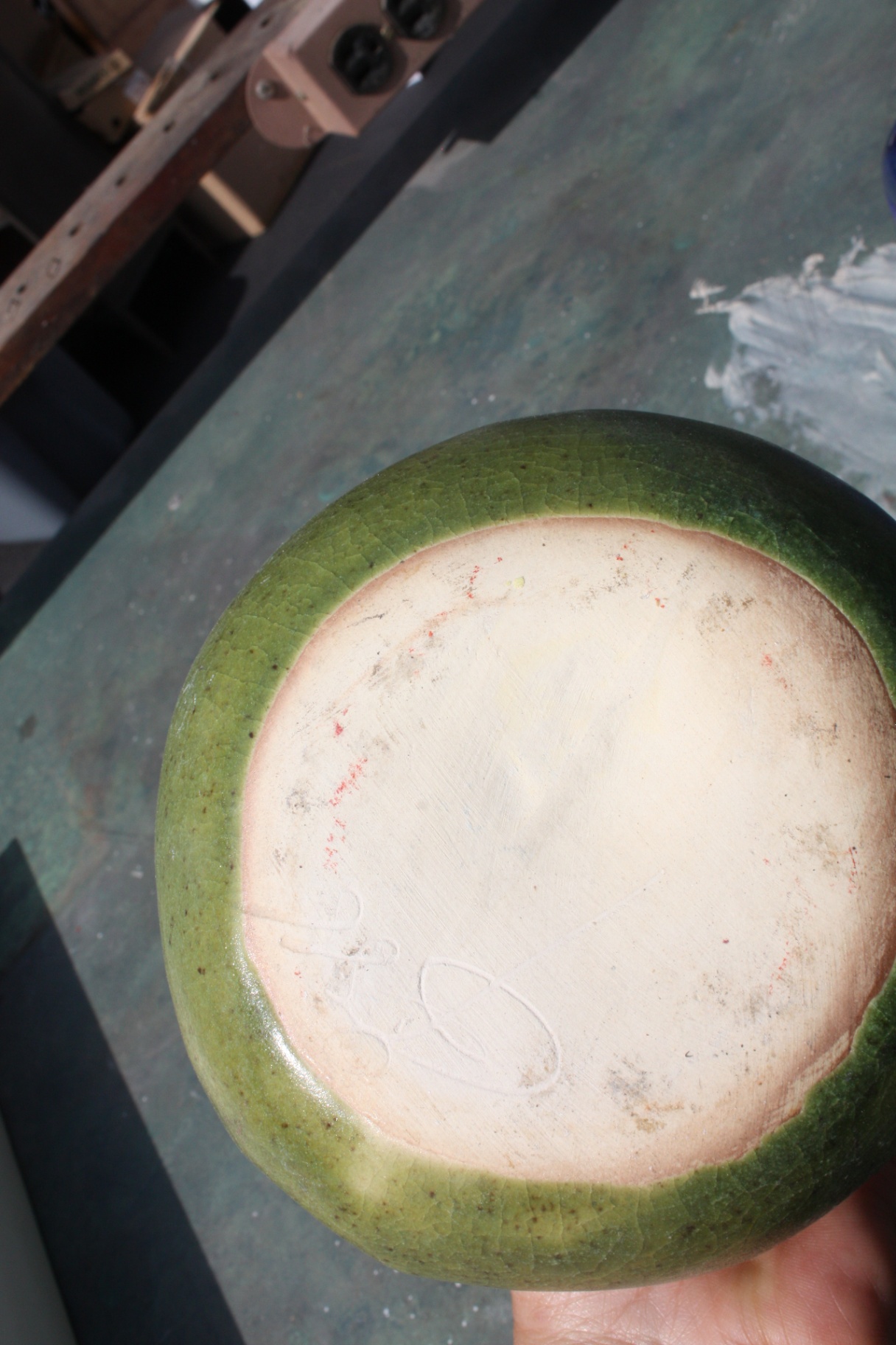 Patricia Garrett early 2000 green gourd vase - image 2 of 3