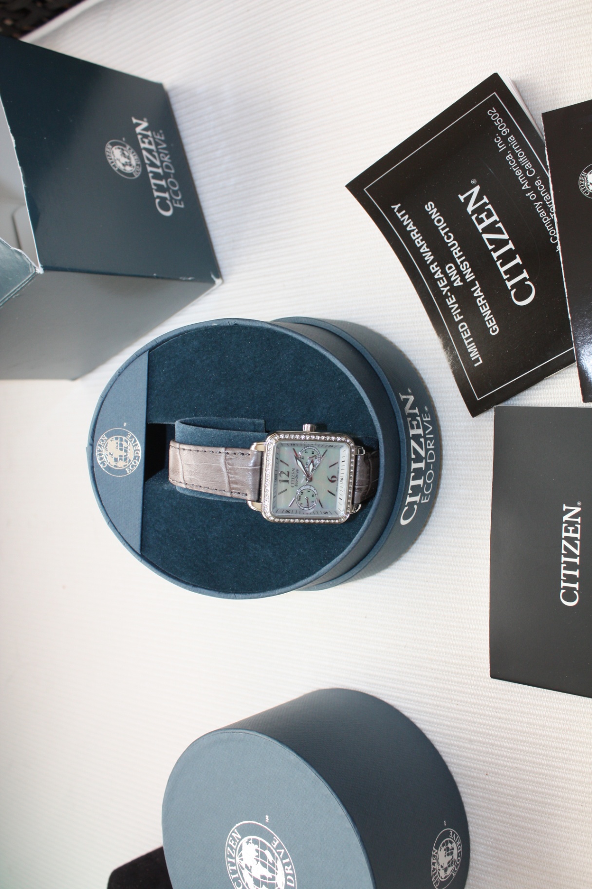 Citizen Eco-Drive Rectangular Watch – Crystal-Accent Bezel – BNIB w/ Box & Papers - image 3 of 7