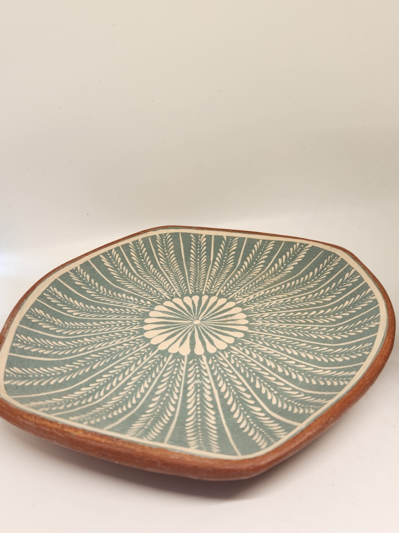 Handmade Italian Pottery Dish “San Plomo” + Silvered Glass Ribbed Vase (2pc Decor Set) - image 2 of 7