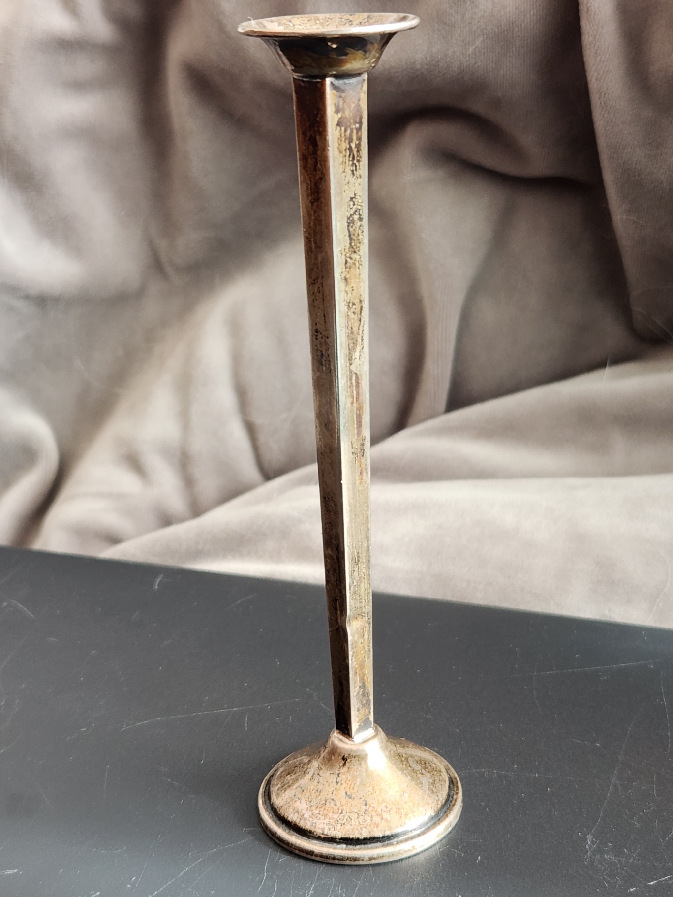 Cartier Sterling Silver Weighted Bud Vase – Hexagonal Stem – Signed - image 7 of 8