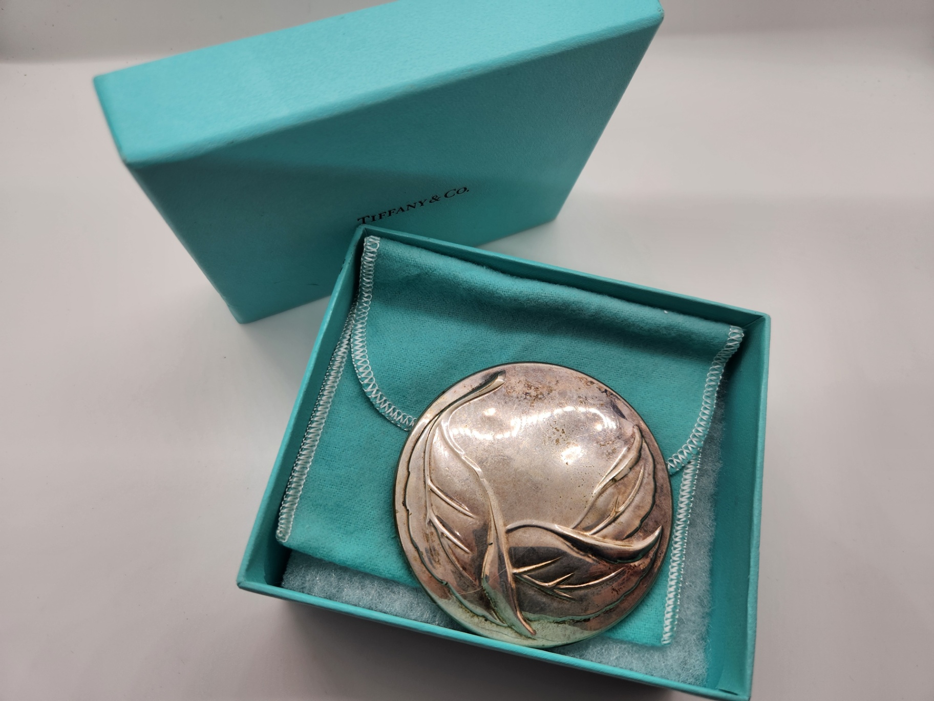 Tiffany & Co. Small Round Sterling Silver Personal Mirror – with original Box and bag - image 4 of 7