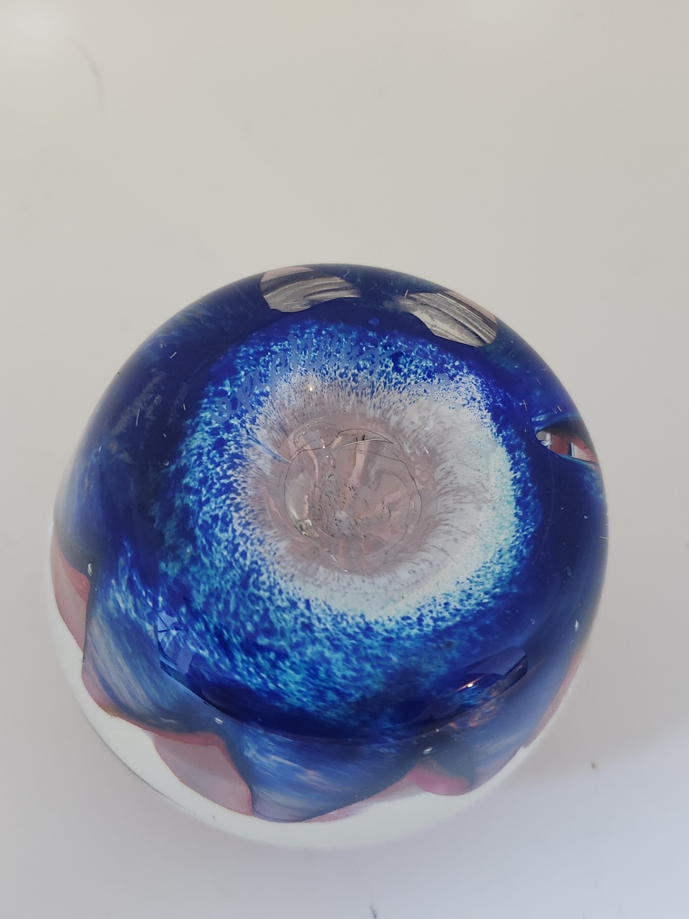 Epiphany Art Glass Studio April Wagner Rainbow Swirl (Red, White and Blue) Hand-Blown Paperweight - Signed early 2000s - image 7 of 7
