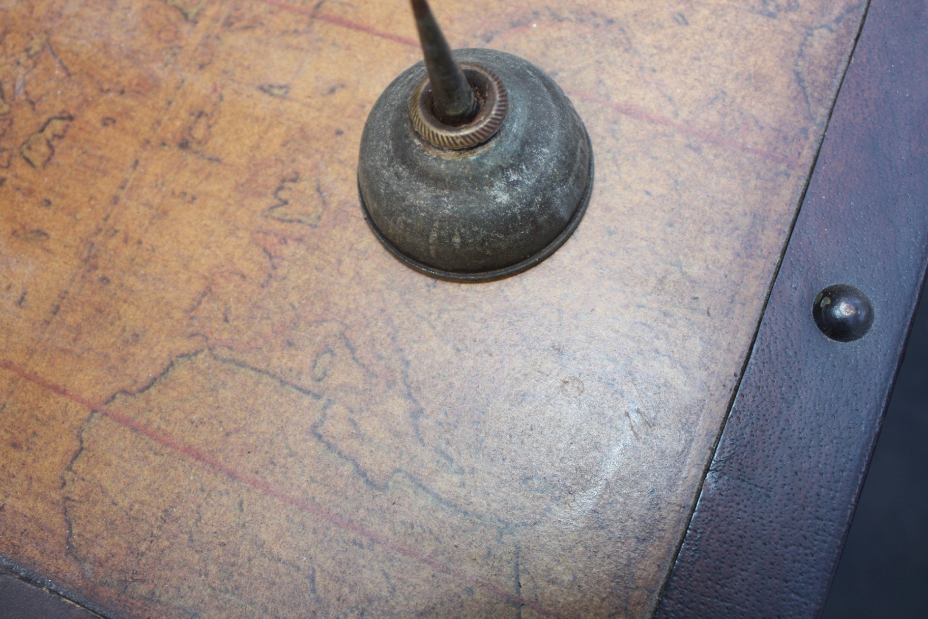 Pair Antique Quarter-Sawn Oak Sewing Machine Drawers with Ornate Pulls + Vintage Metal Oil Can - image 2 of 5