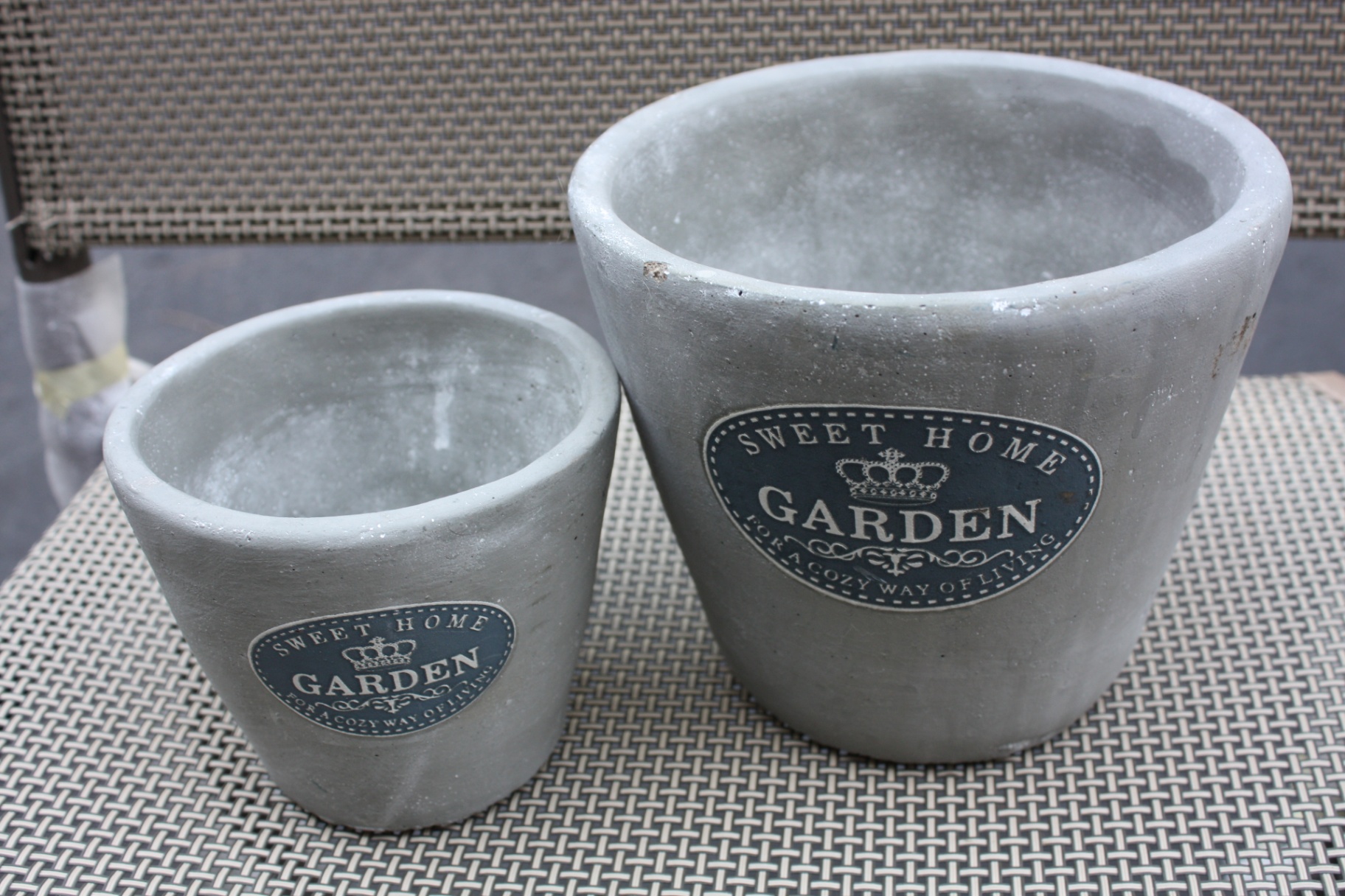 Set of 2 "Sweet Home Garden" Antique-Style Cement Planters - image 3 of 3
