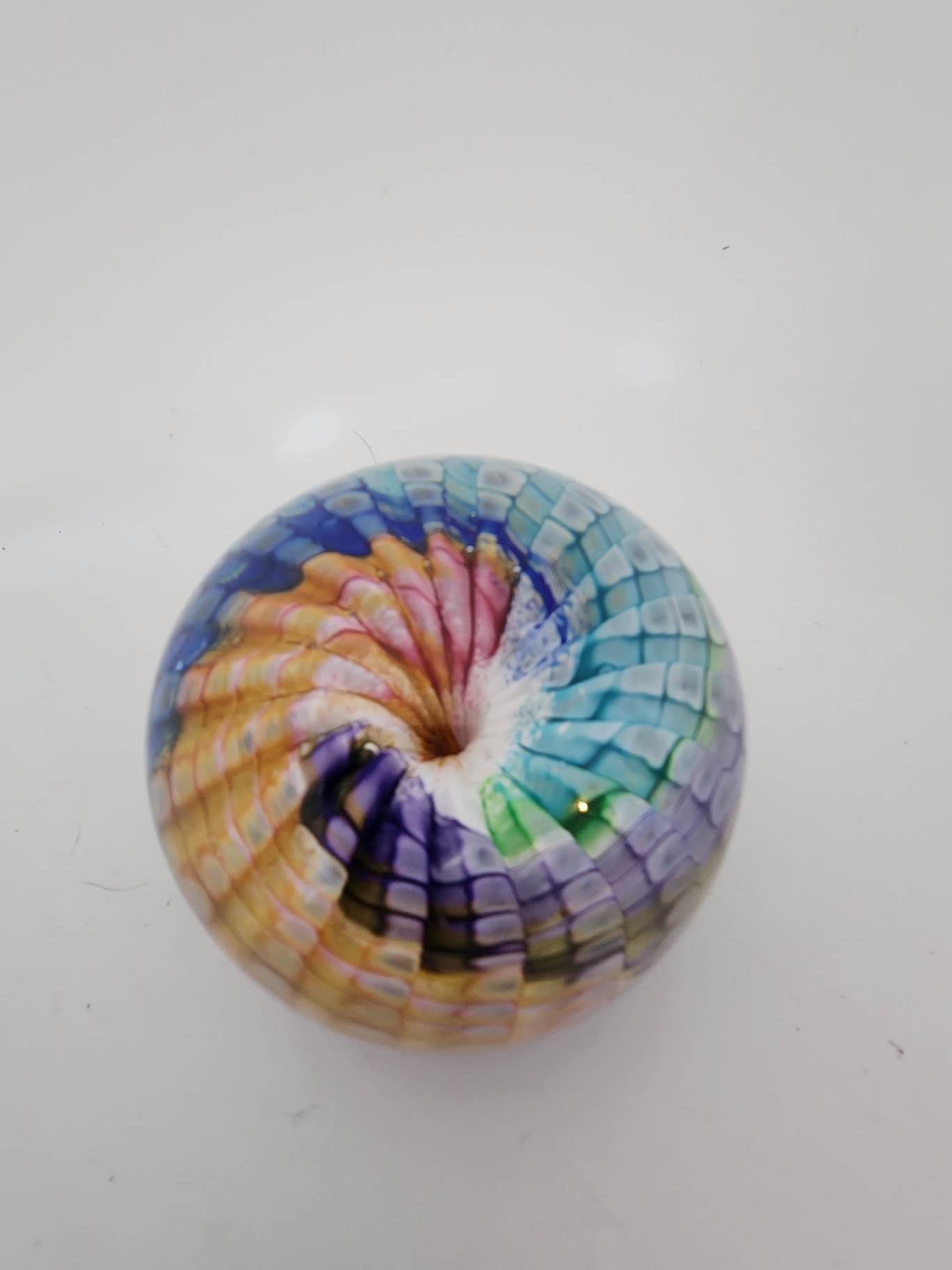 Epiphany Studio April Wagner Art Glass Signed “Rainbow Spiral Vortex” 2003 Paperweight – Signed – Hand Blown Studio Art Glass - image 4 of 6