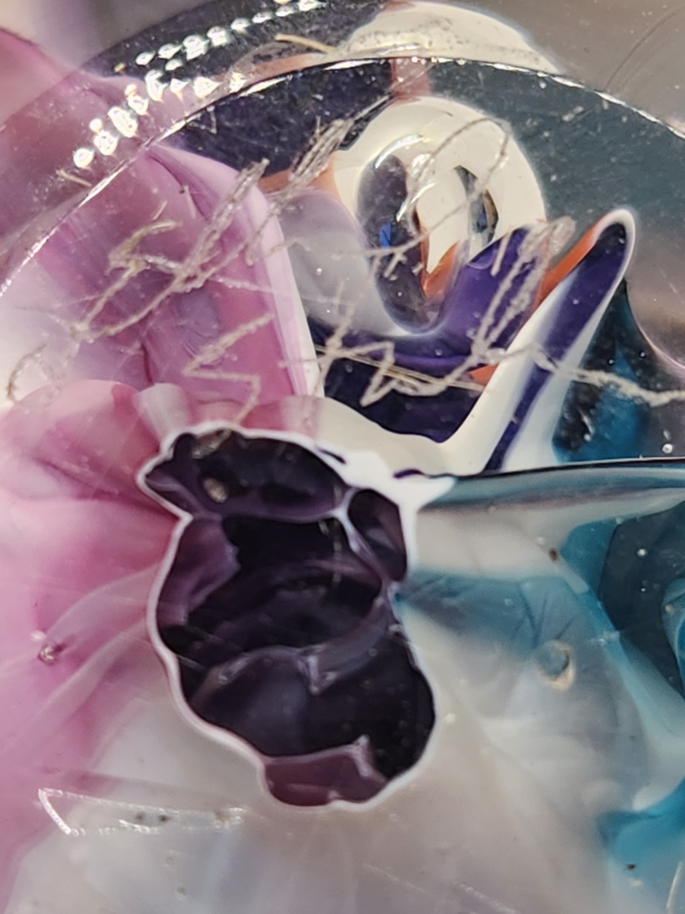 Signed Robert Eickholt Abstract Swirl Art Glass Teardrop Paperweight (1993) - image 5 of 6