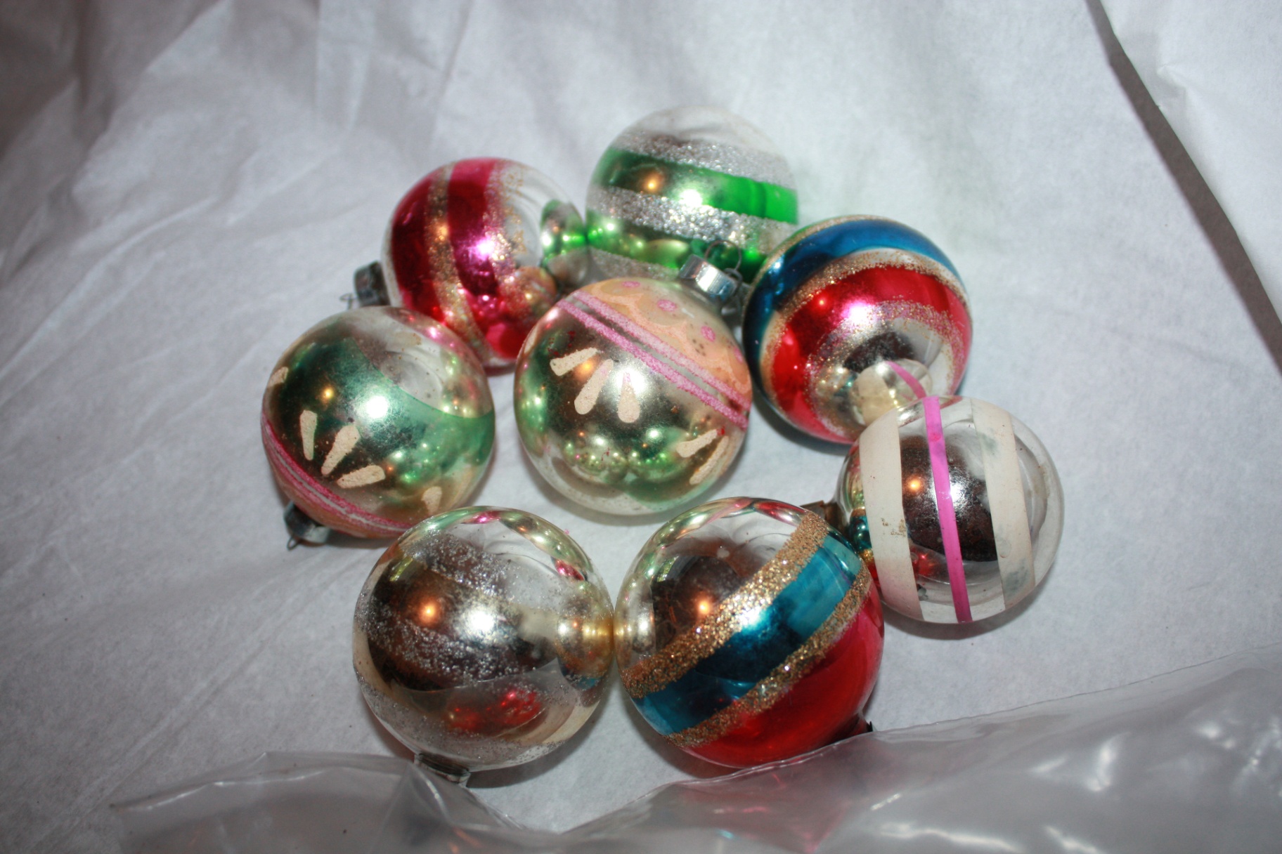 Shiny Brite vintage antique glass Christmas bulb ornaments - image 5 of 8