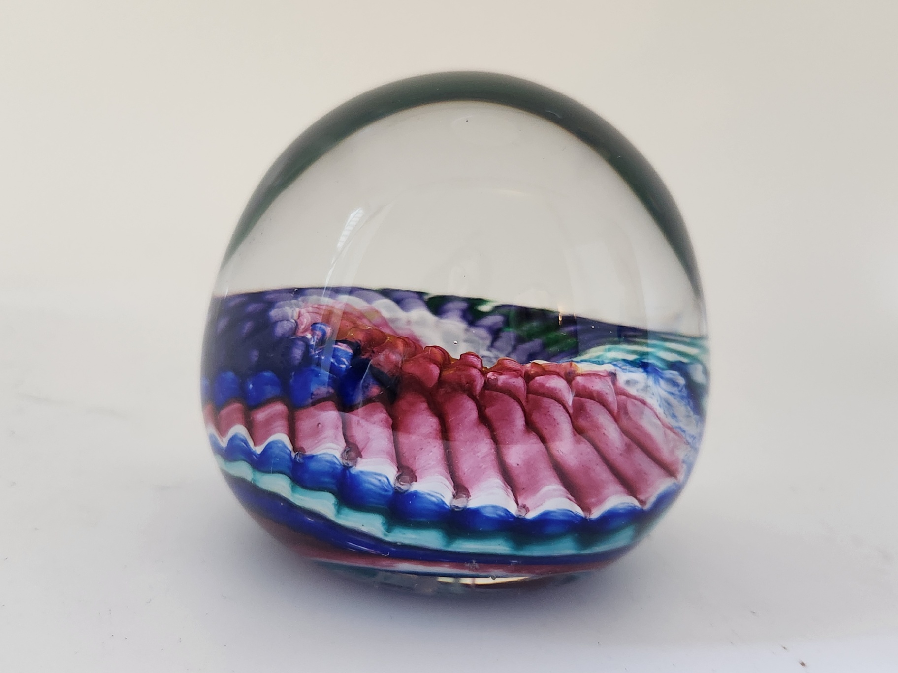 Epiphany Art Glass Studio April Wagner Rainbow Swirl (Red, White and Blue) Hand-Blown Paperweight - Signed early 2000s - image 3 of 7