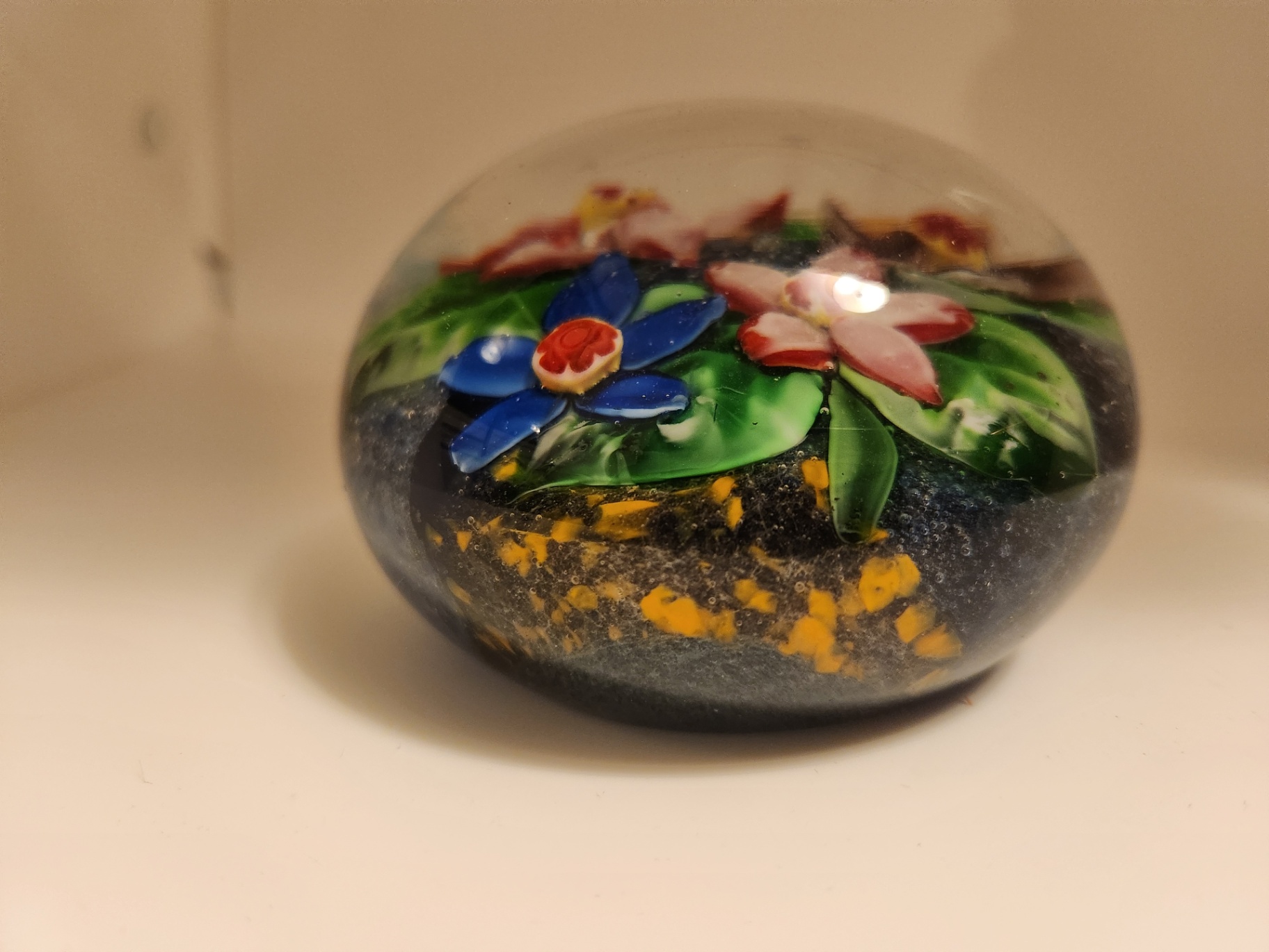 Vintage Murano Art Glass Floral Paperweight with Millefiori Ground & Cane Flowers – Italy - image 13 of 13