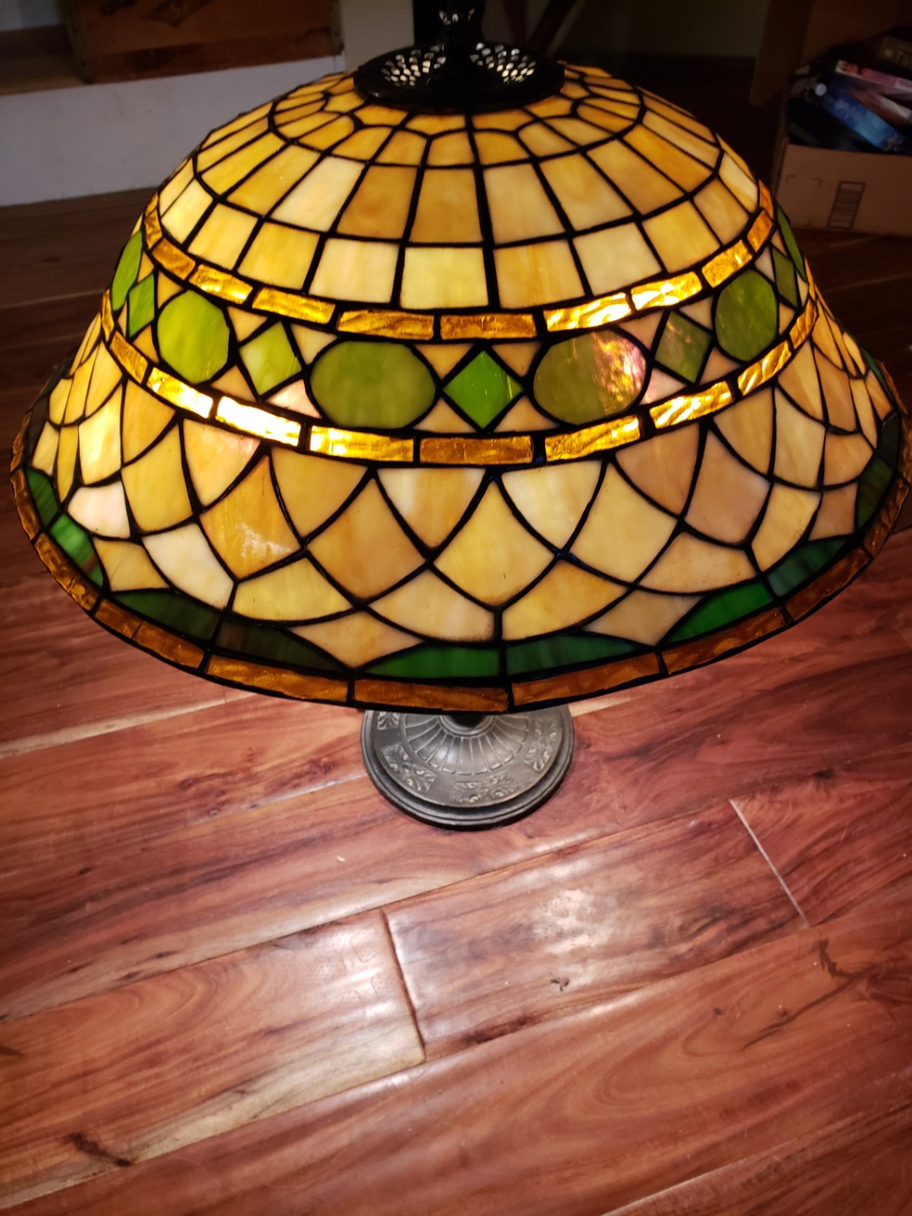 Tiffany Meyda stained glass lamp with metal base - image 1 of 6